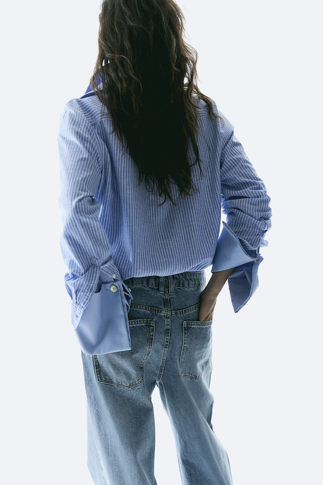 Camicia in misto lino - Blu/bianco righe/Bianco/Azzurro - 7