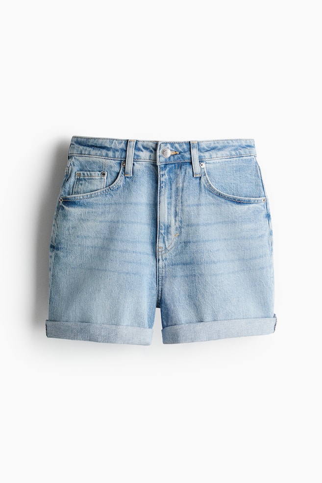 Mom Ultra High Jeansshorts - Helles Denimblau/Helles Denimblau/Weiß - 1