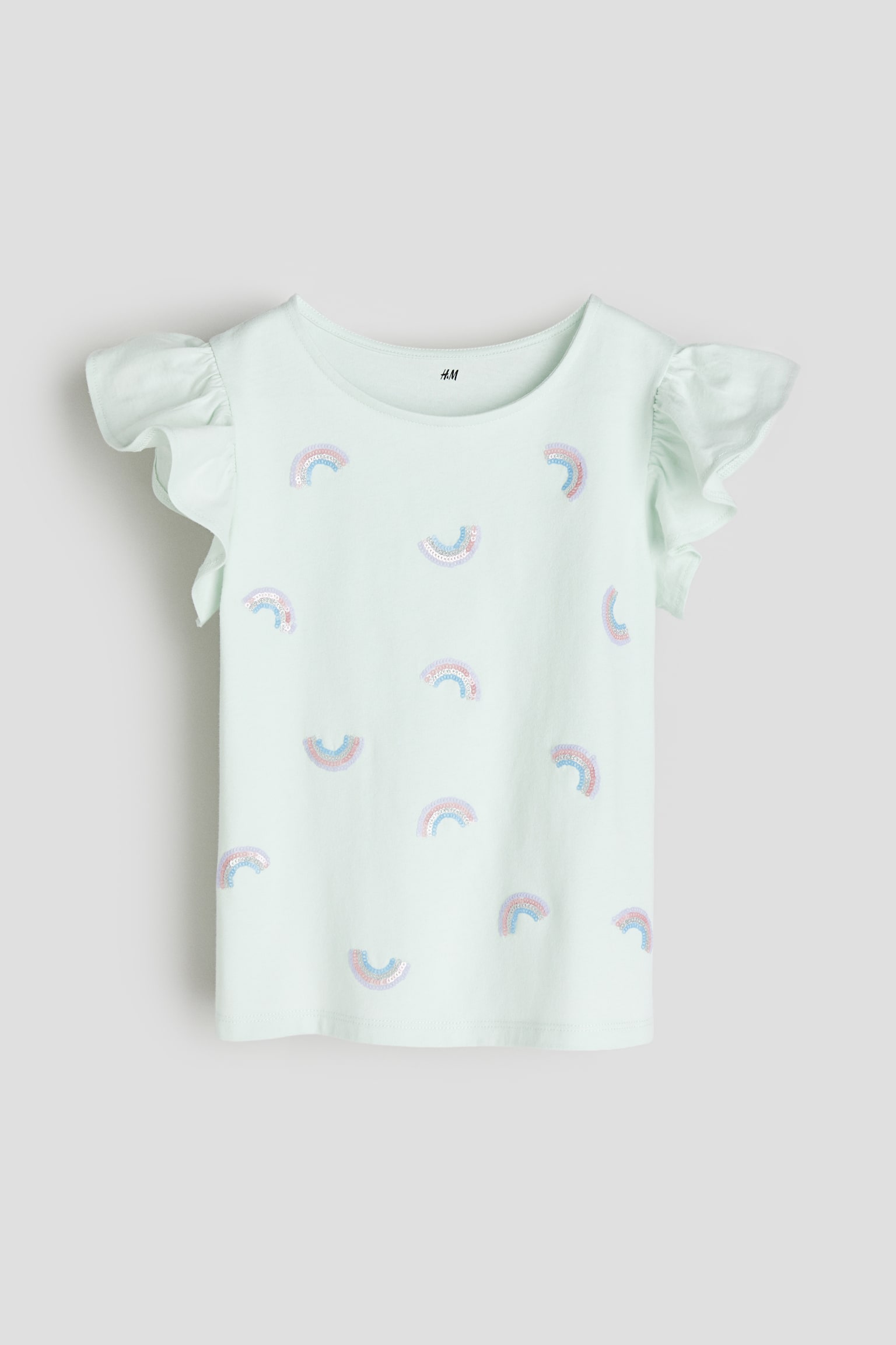 Flutter-sleeved top - Light turquoise/Rainbows/Light pink/Lemon/White/Cherries/White/Rainbow - 1