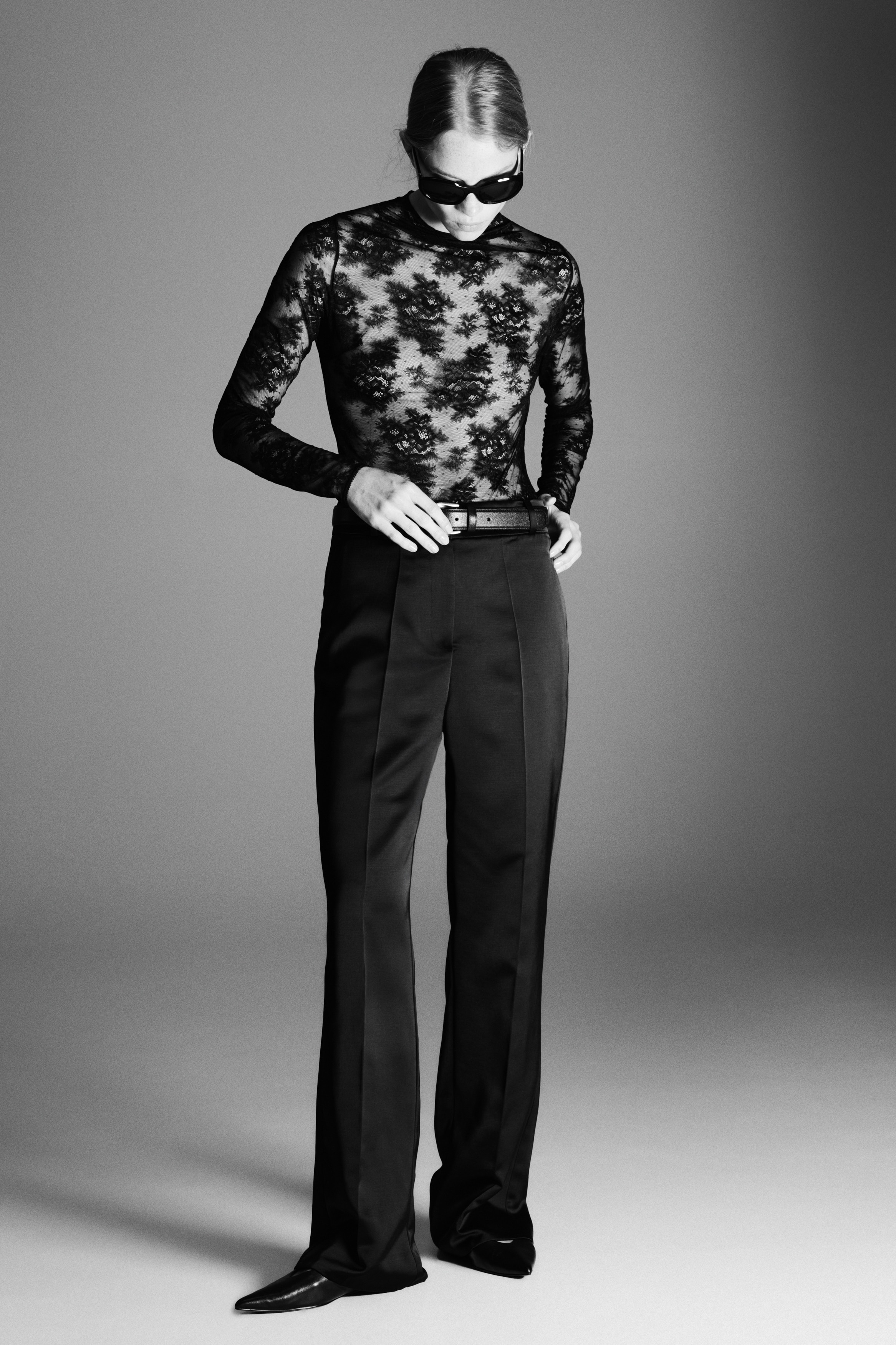 High-waisted tailored trousers