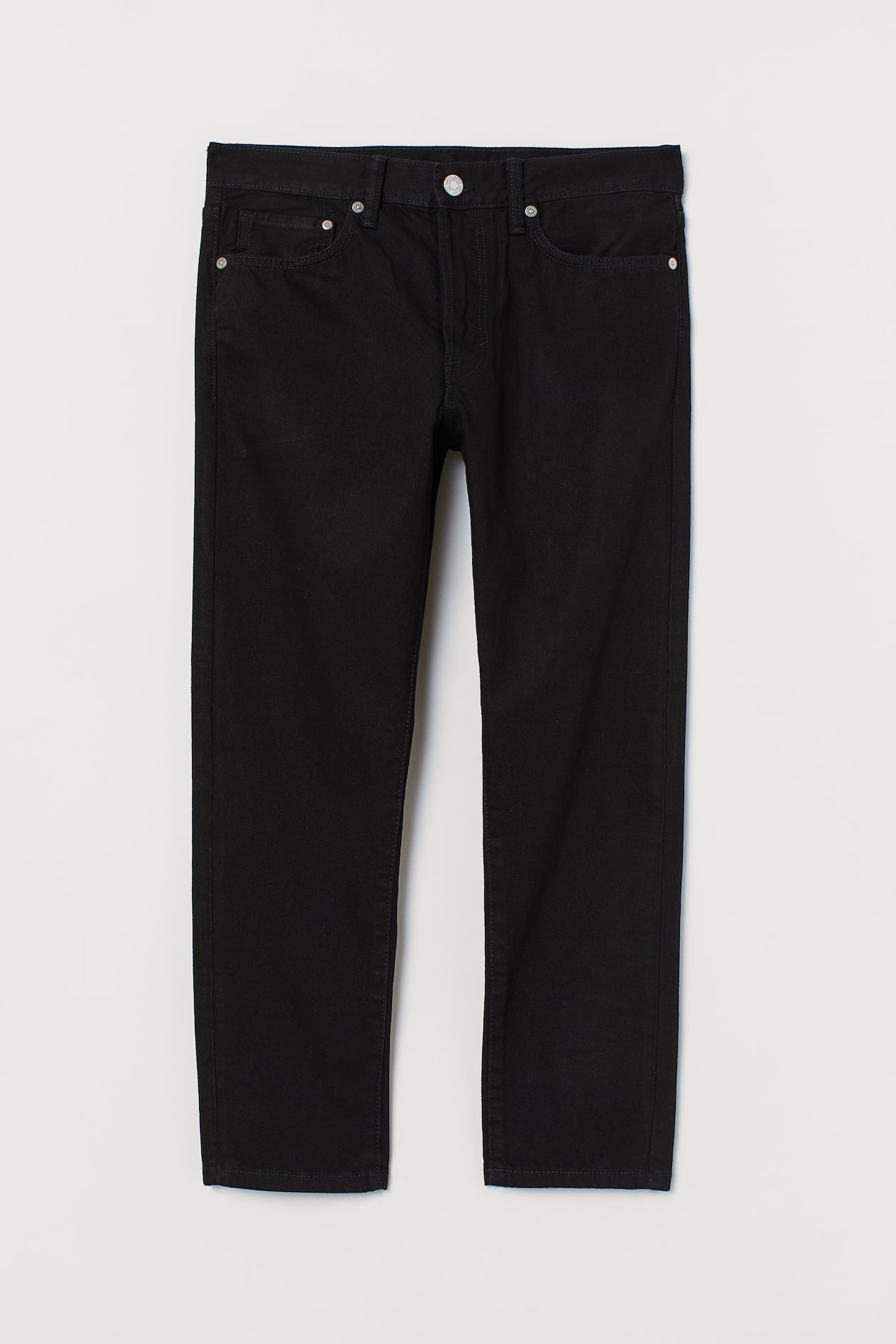 Slim Straight Cropped Jeans - Regular waist - Ankle-length - Black ...