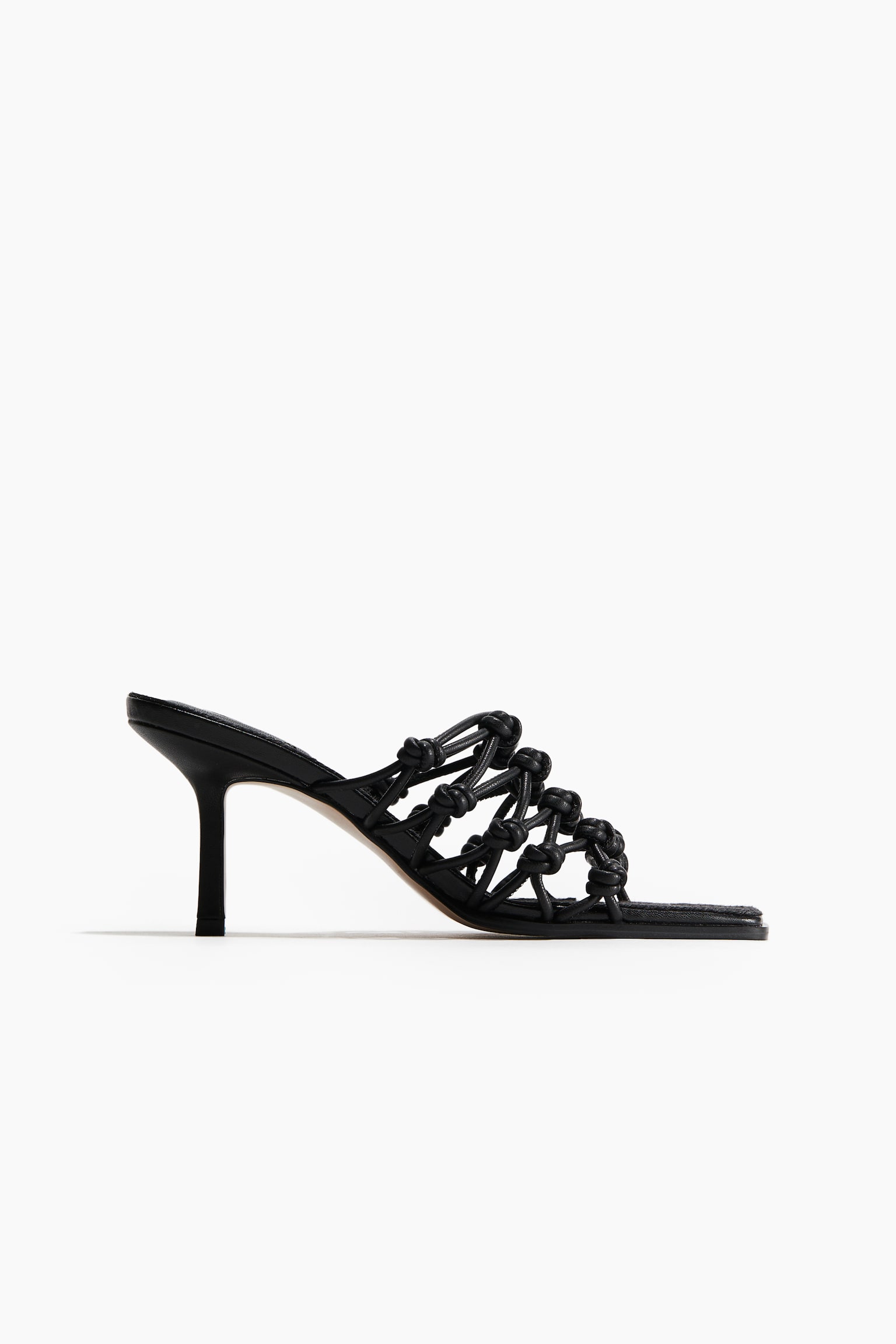 Knot-detail Heeled Sandals - Black/Light beige - 2