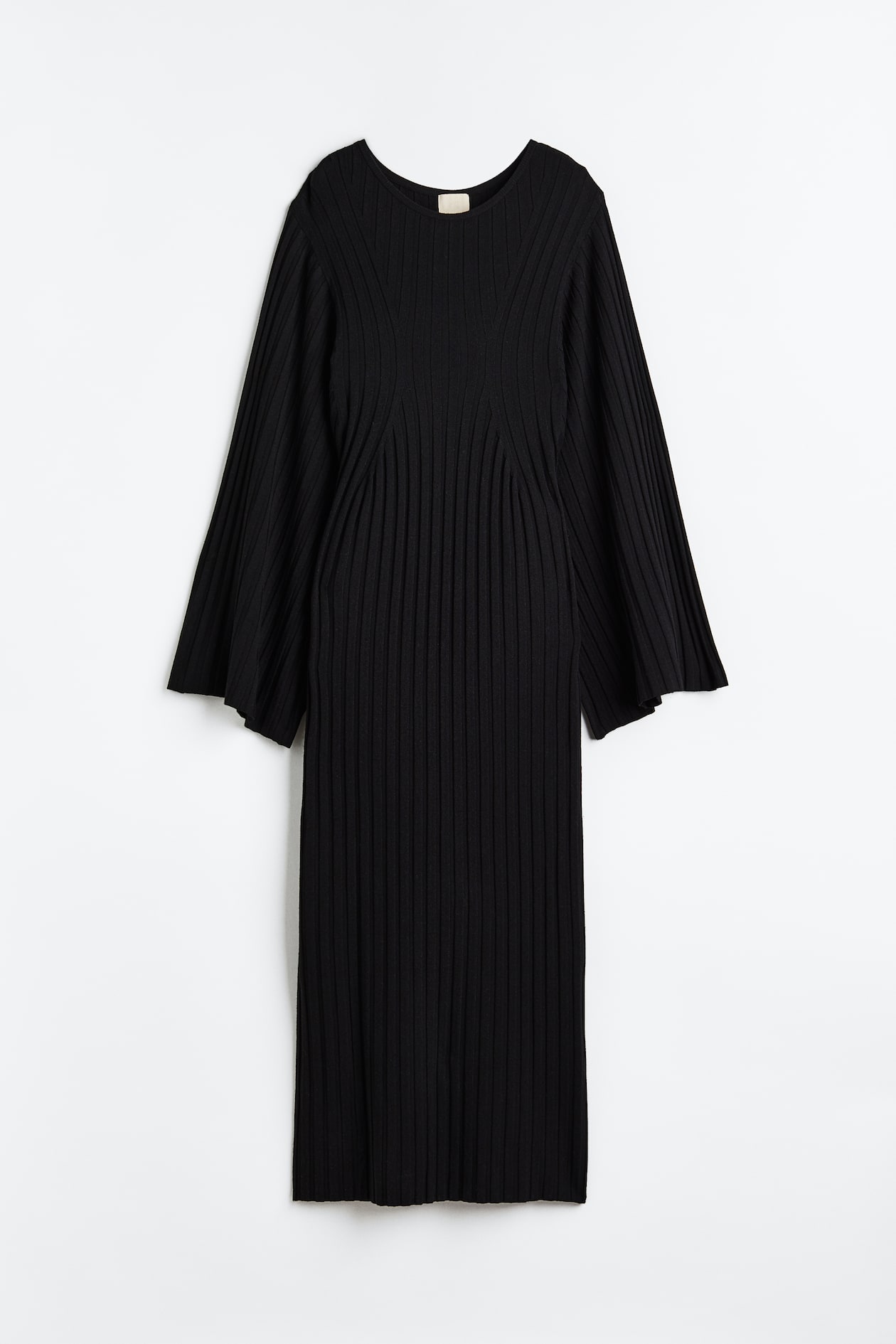 Women's Black Silk-blend rib-knit dress