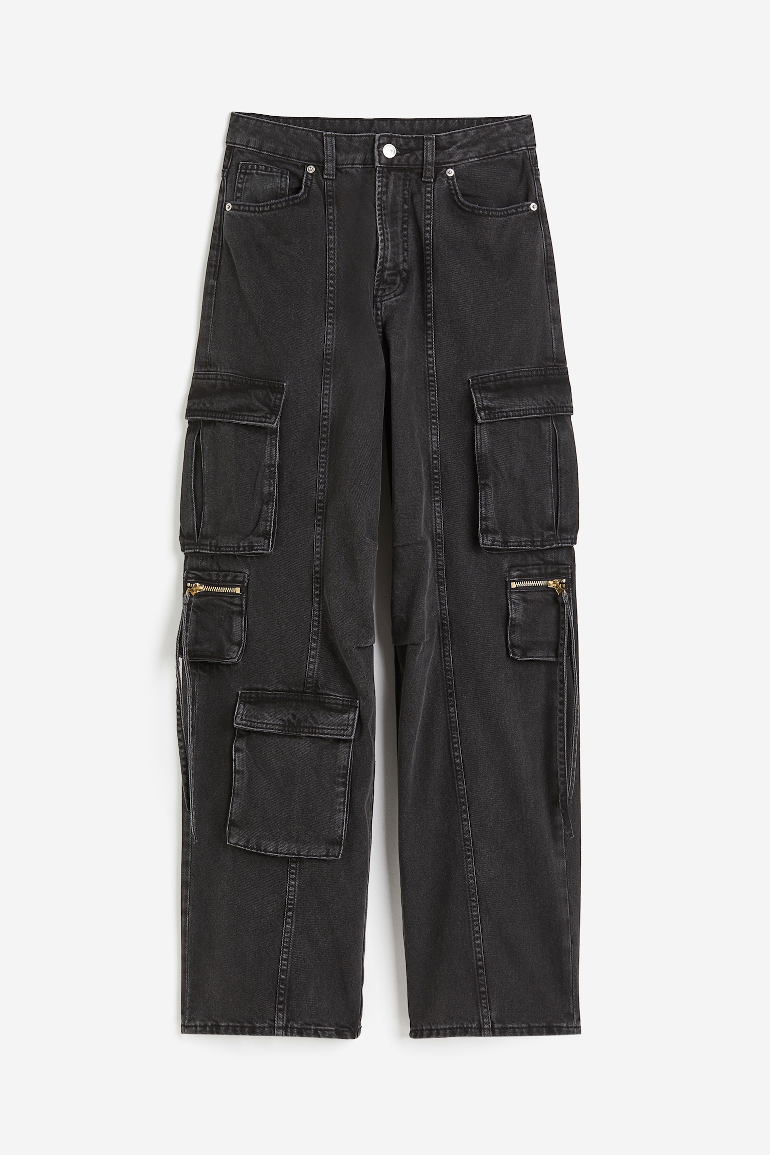 Wide Cargo Pants - Black - 2