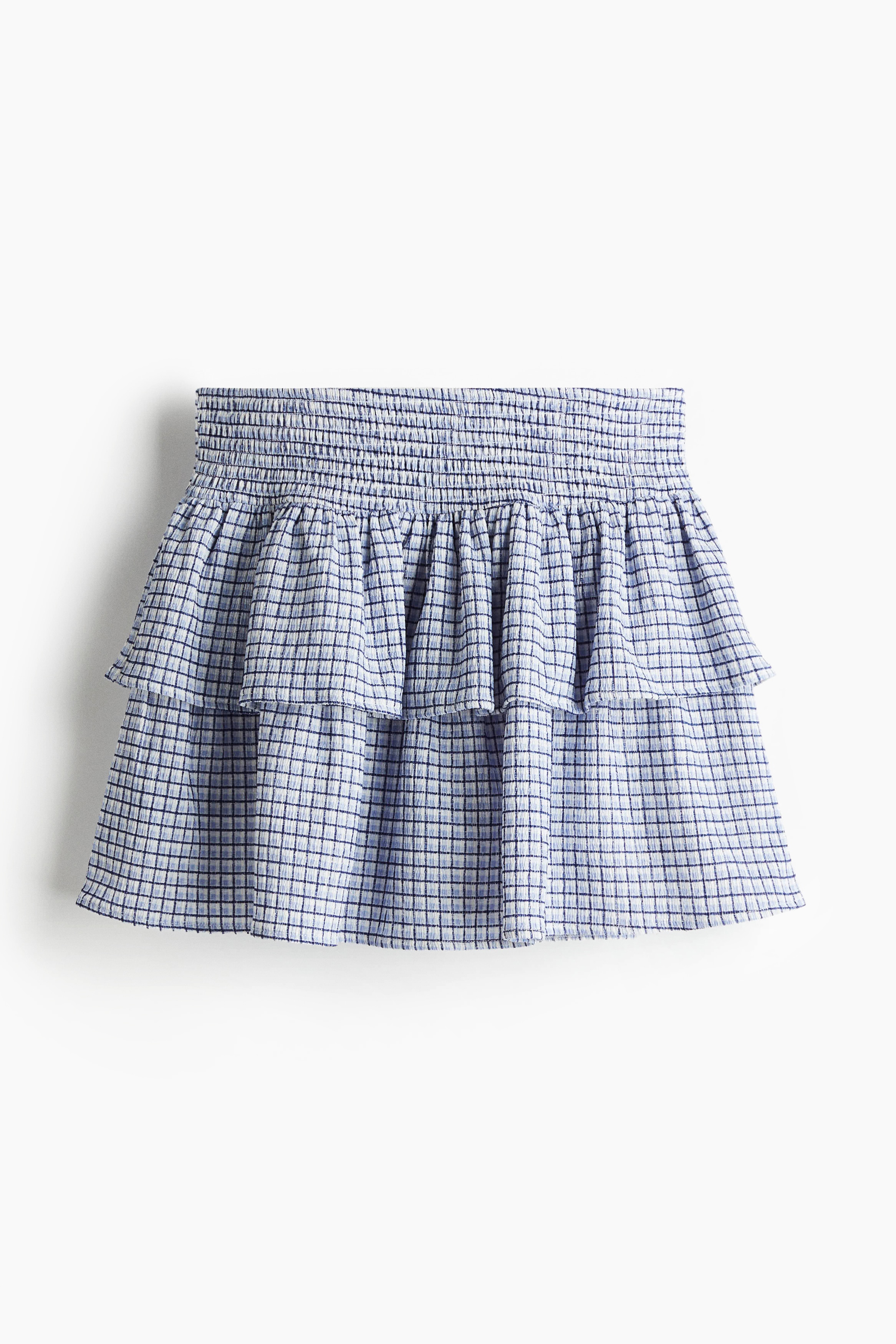 Tiered skort - Blue/Checked/Light yellow/White/Dark grey/Floral