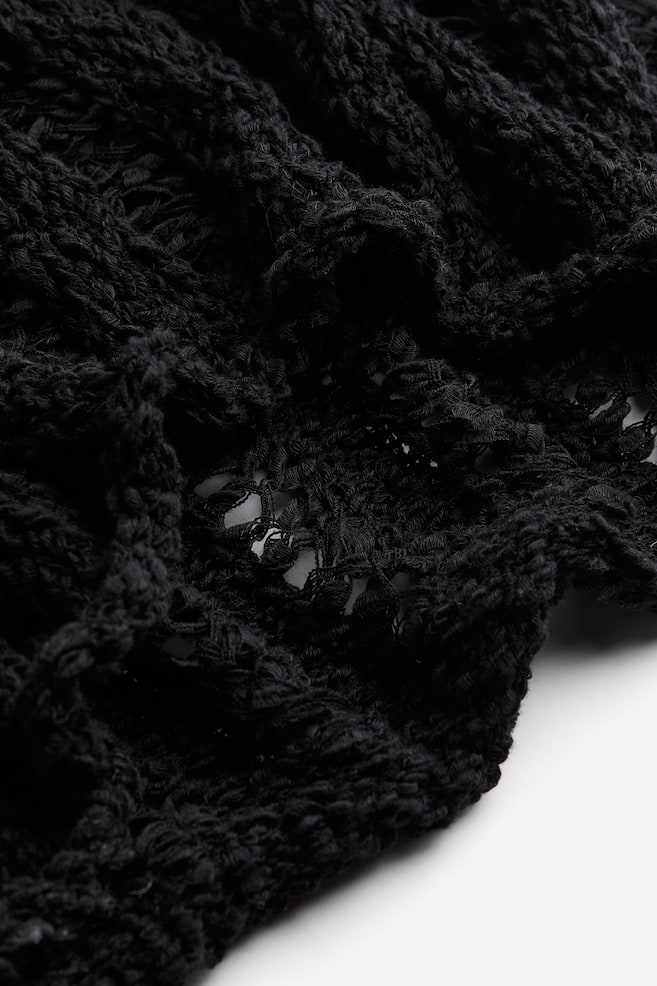 Ladder-stitch-look knitted dress - Black/Light greige - 3