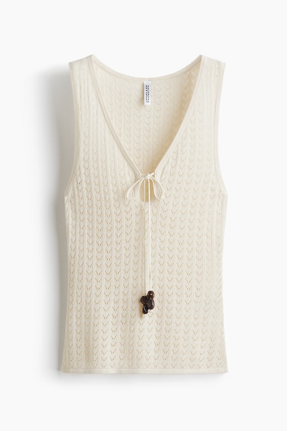 Женские топы H&M Pointelle-Knit Tie-Detail Top