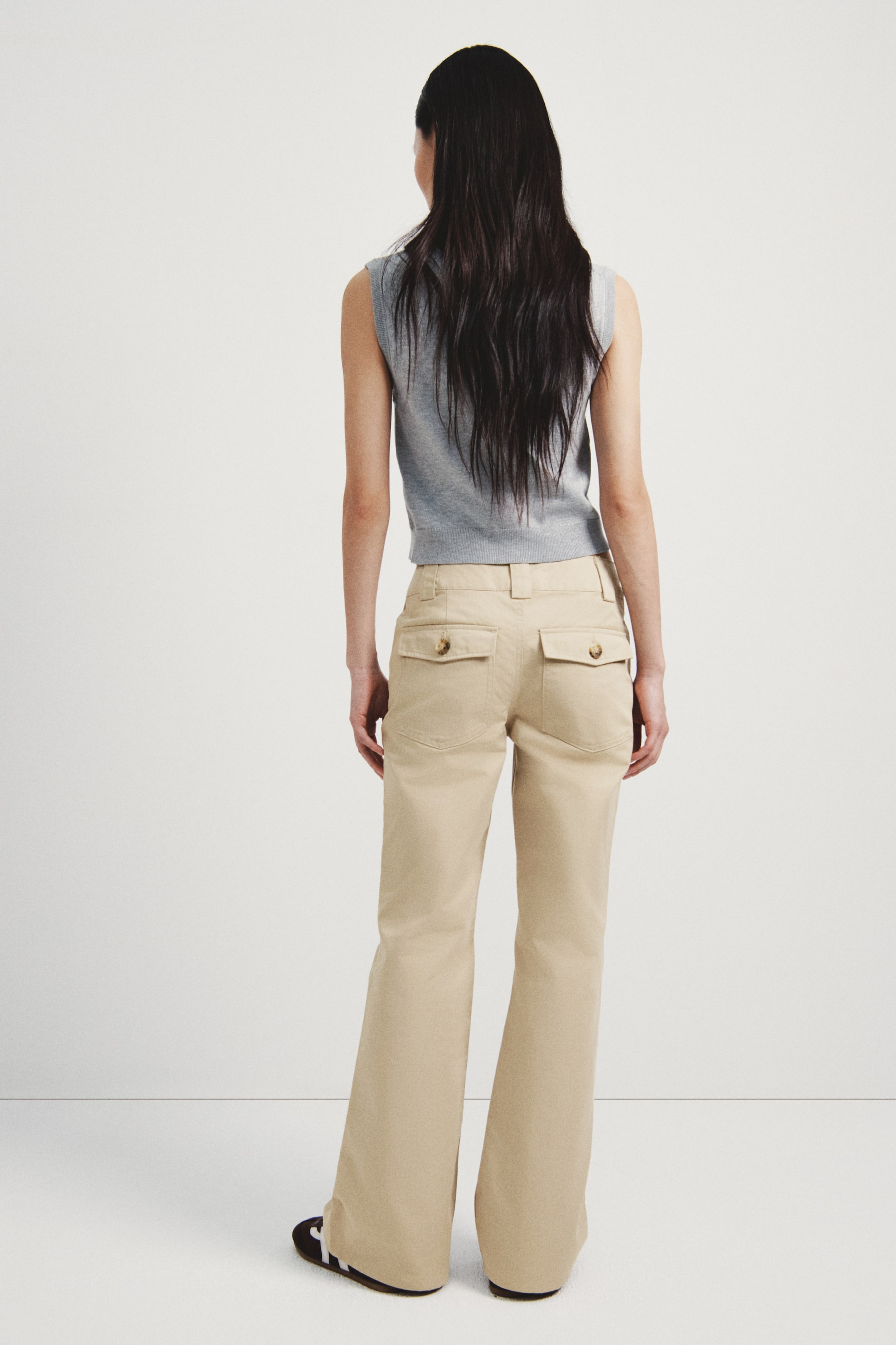 이미지 확대 보기: 트윌 플레어 팬츠 - 베이지 - 여성 | H&M KR 3