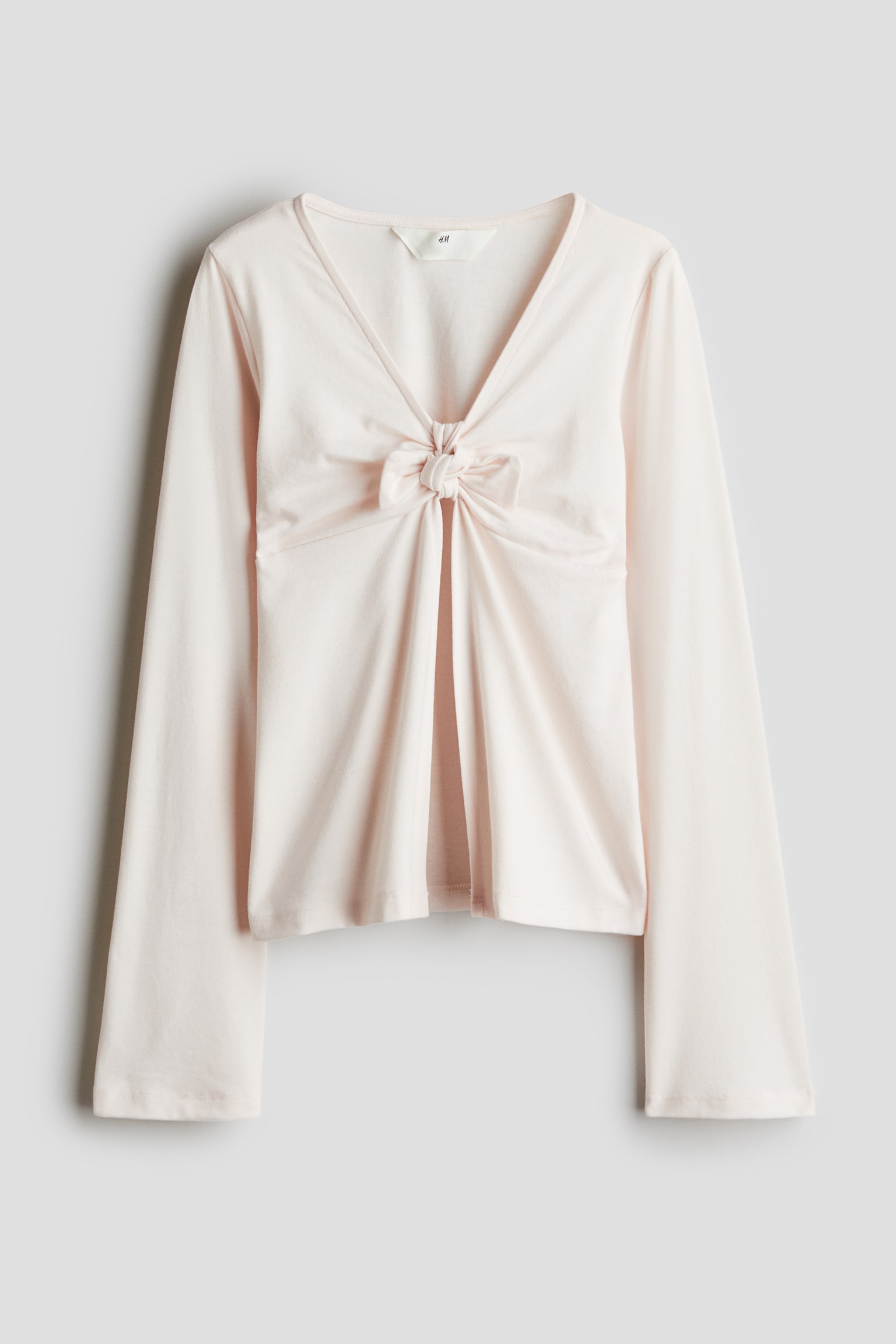 Tie-detail cardigan - Pale pink/White - 1