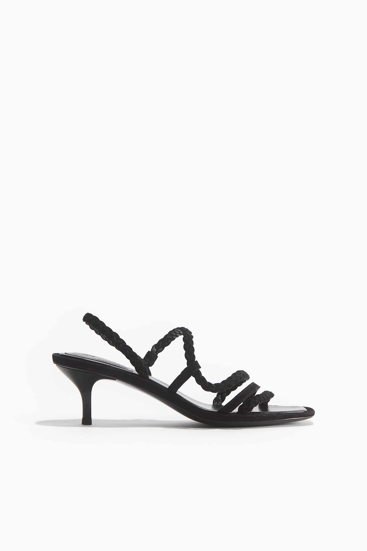 Heeled Suede Sandals - Black/Beige - 2