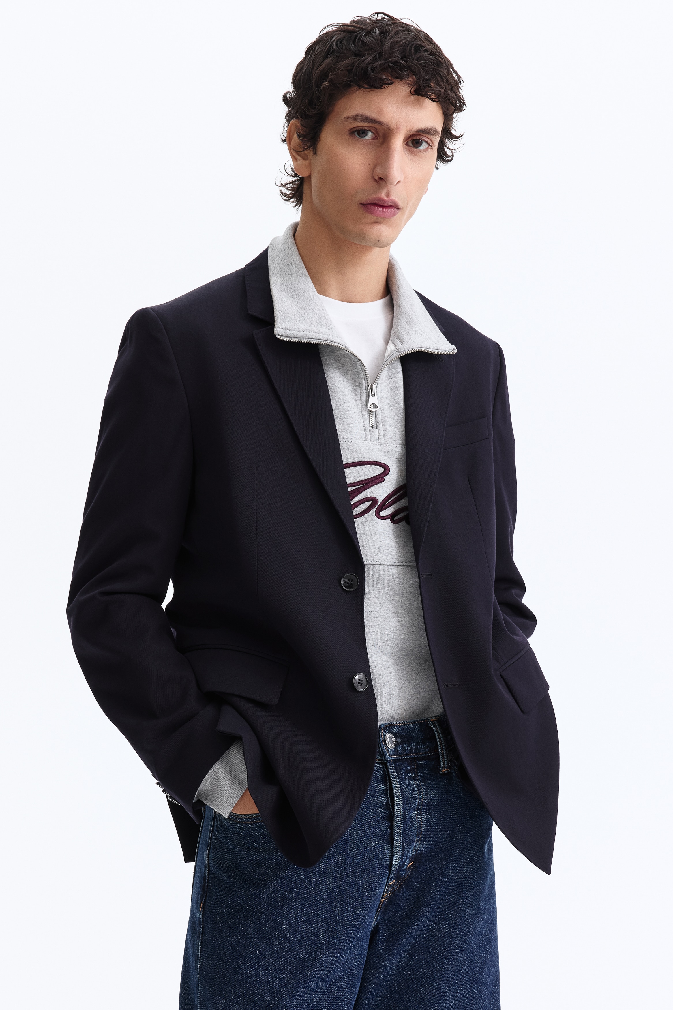 リラックスフィットジャケット - ネイビーブルー