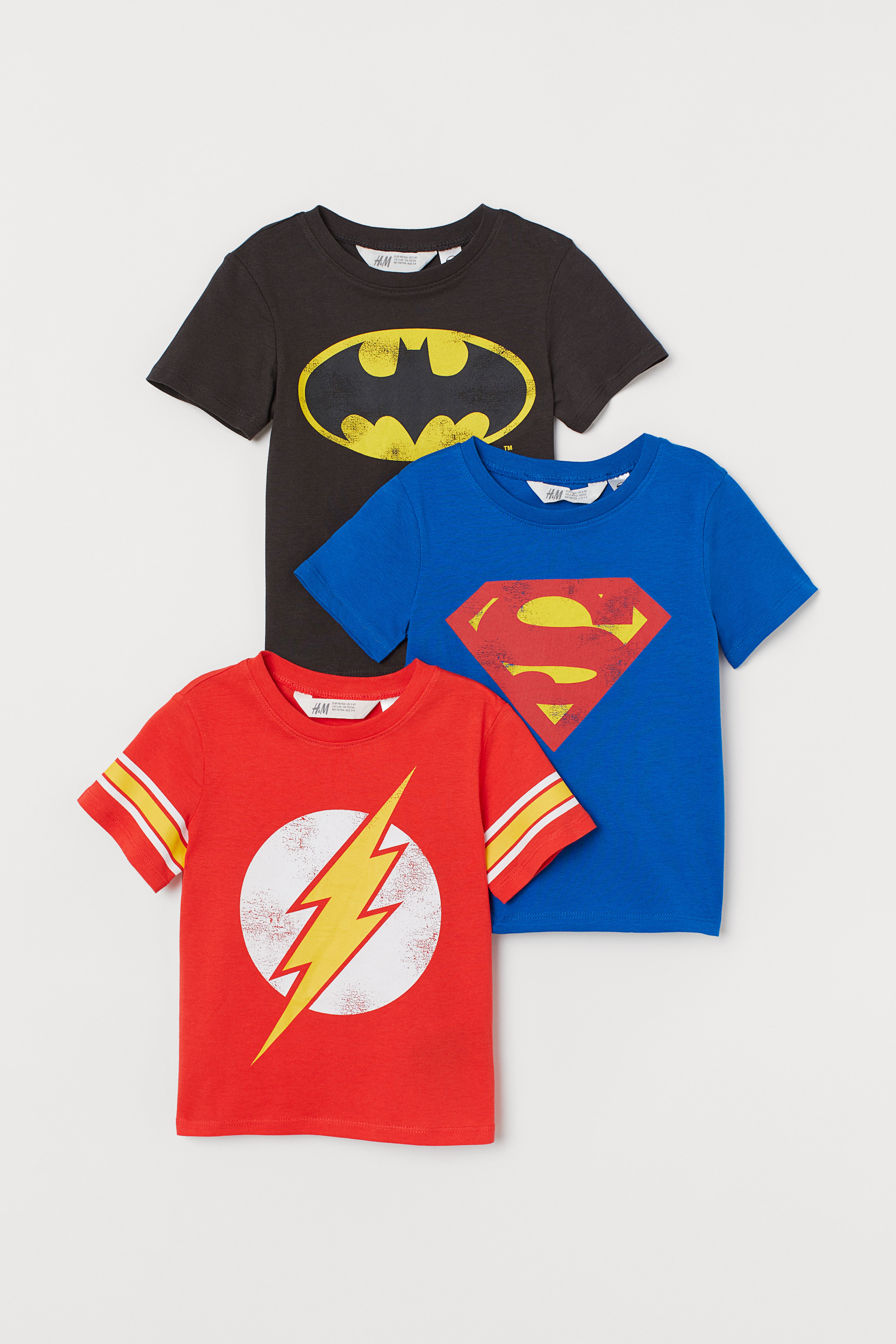 3 pack Printed T shirts Black Justice League Kids H M CA