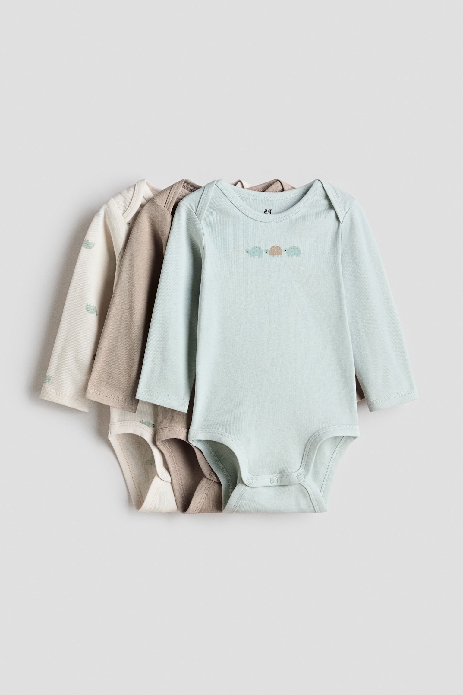 Lot de 3 bodies en jersey imprimé - Turquoise/tortues/Bleu/dinosaures/Beige clair/léopard/Violet clair/fleuri/Rose/Très Chic/Rose clair/pois