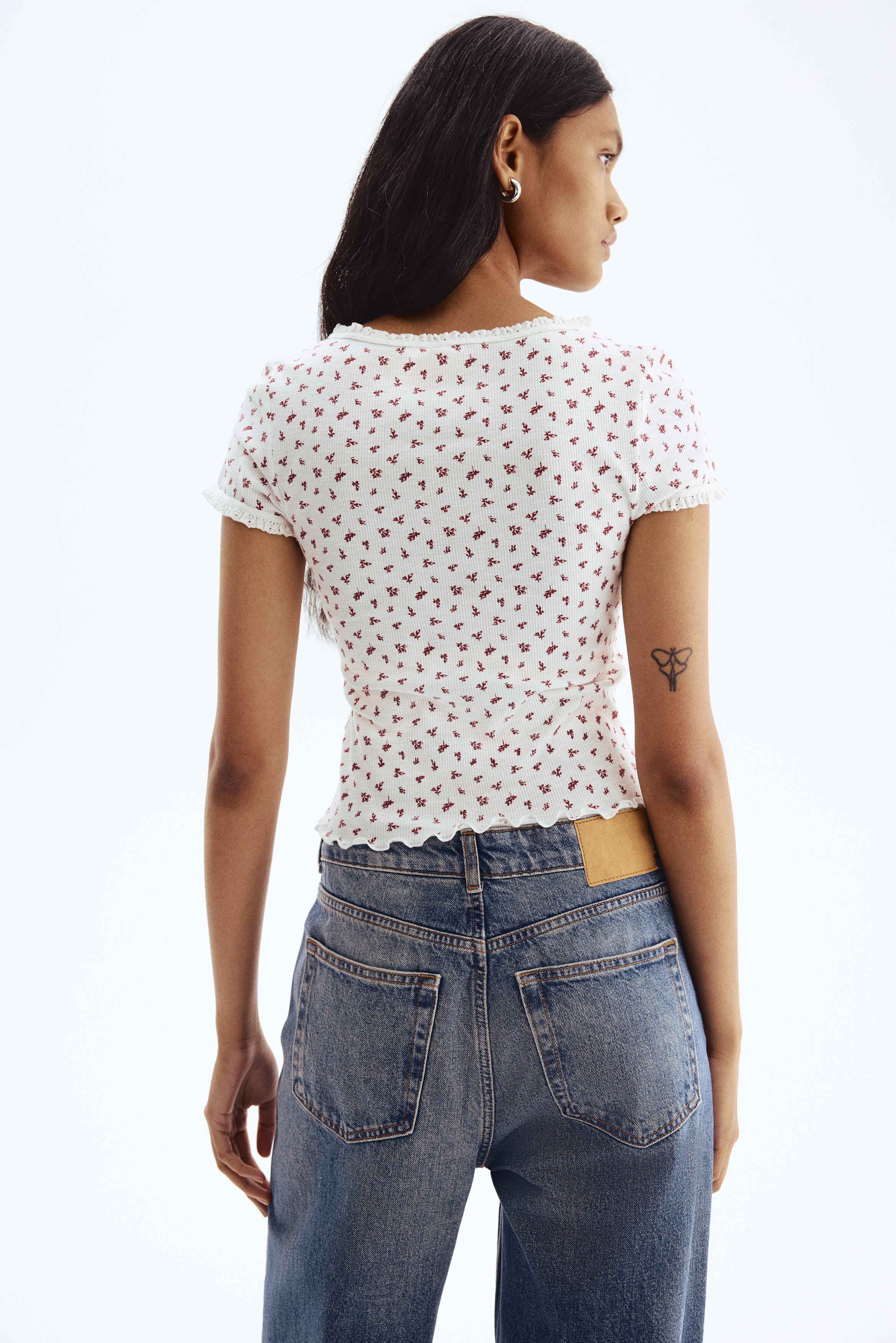 Lace-trimmed top