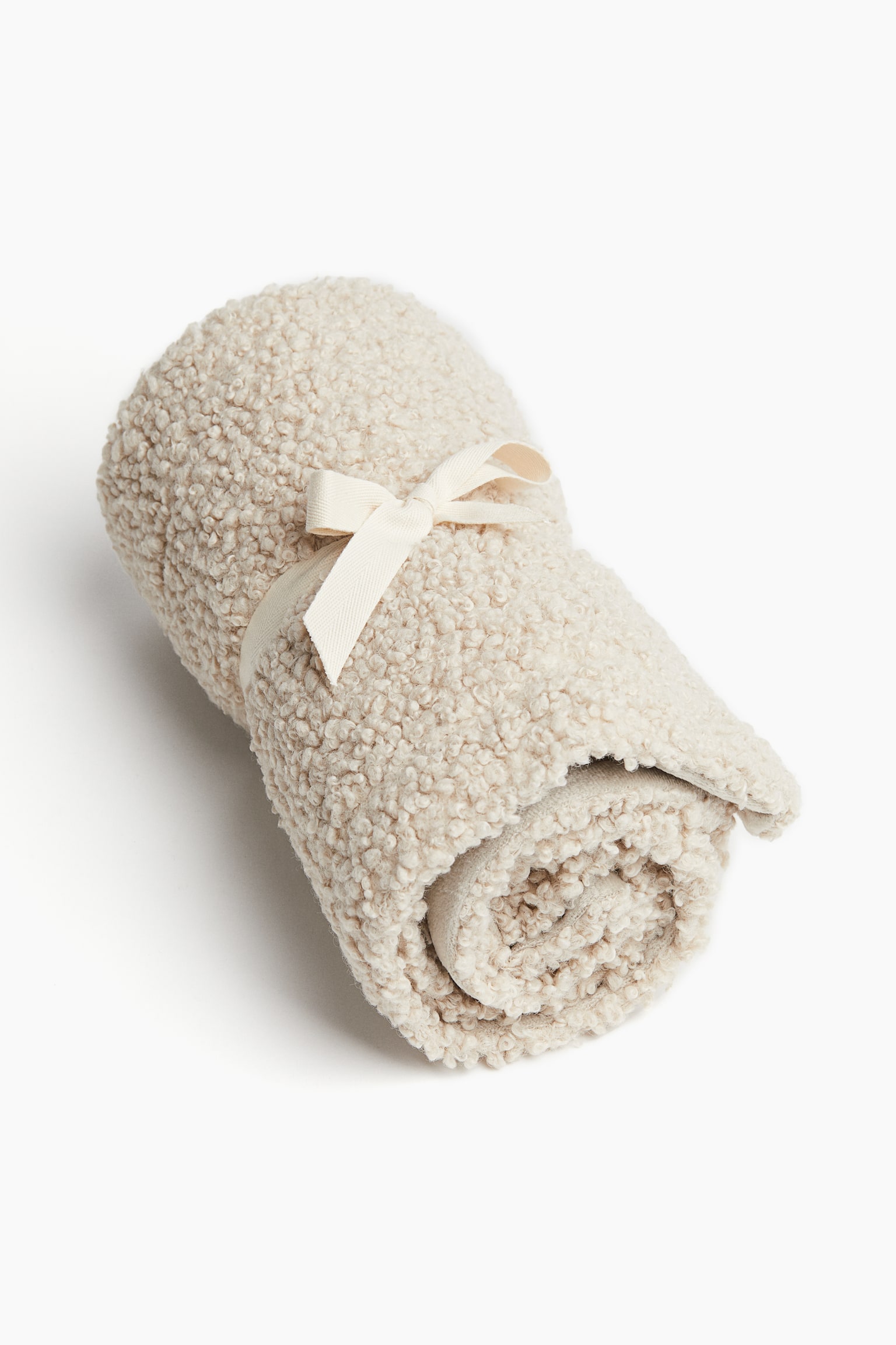 Teddy baby blanket - Light dusty beige/White/Grey - 1