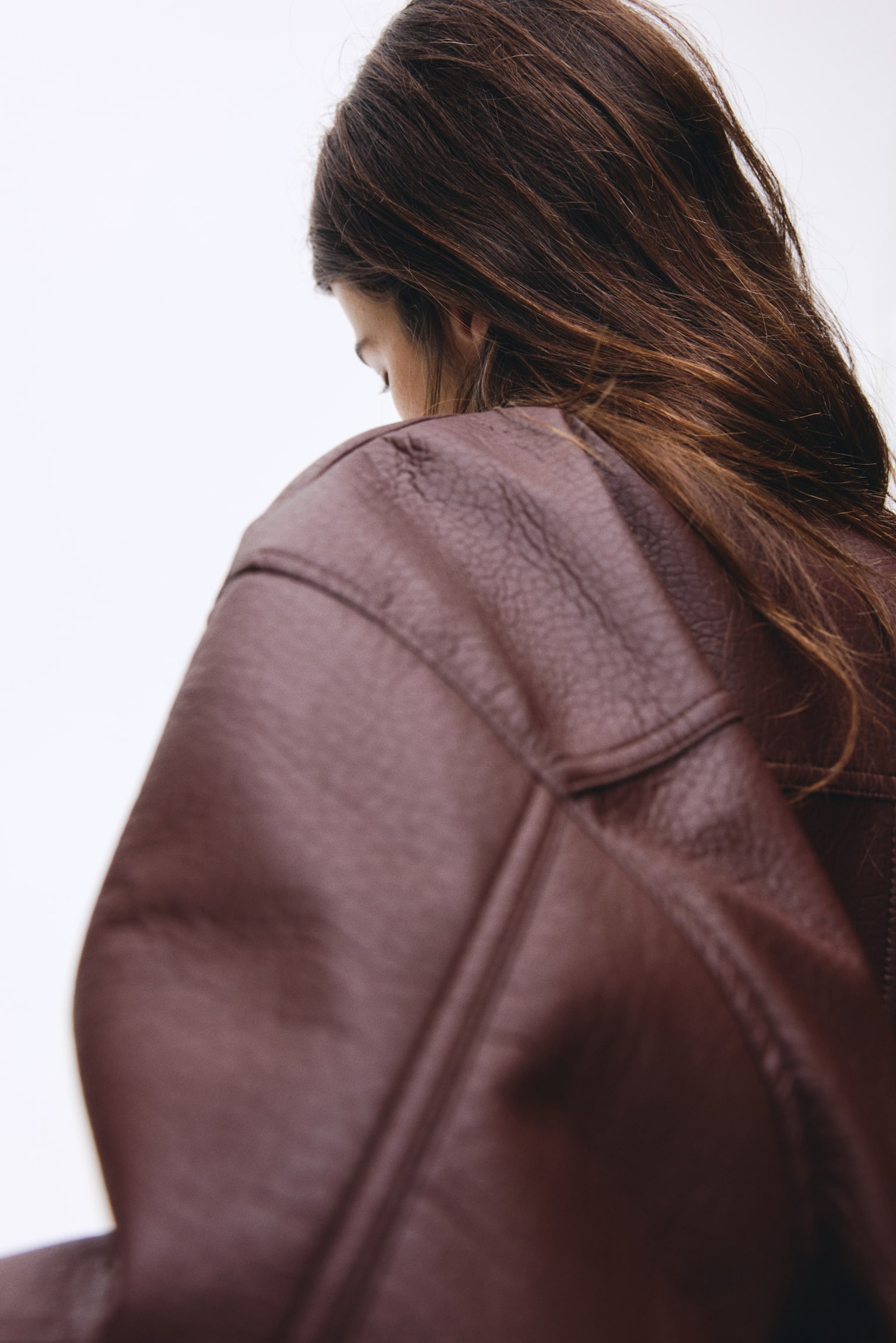 Oversized coated jacket - Dark brown - 5