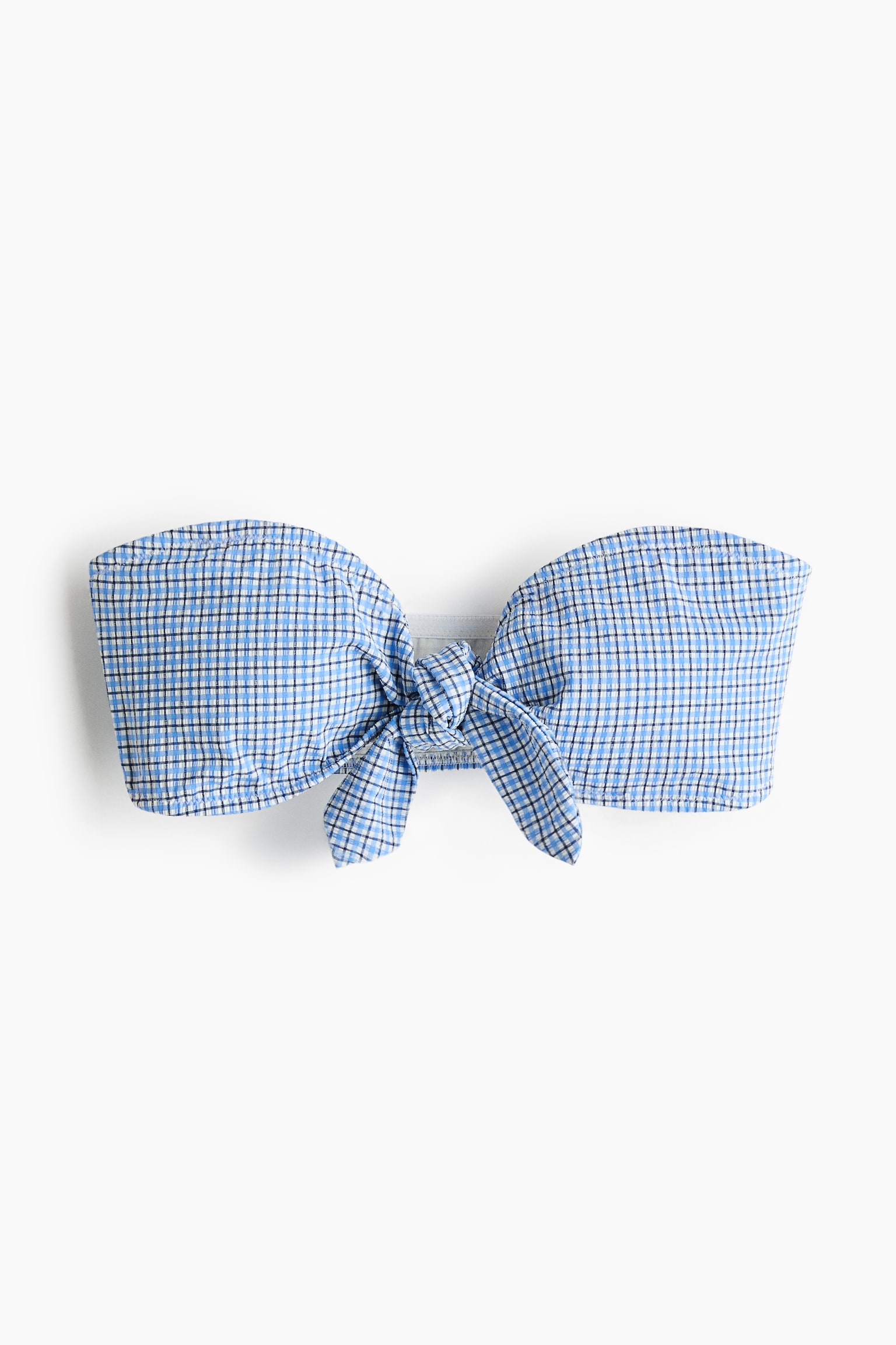 Padded bandeau bikini top - Light blue/Checked/Coral pink - 1
