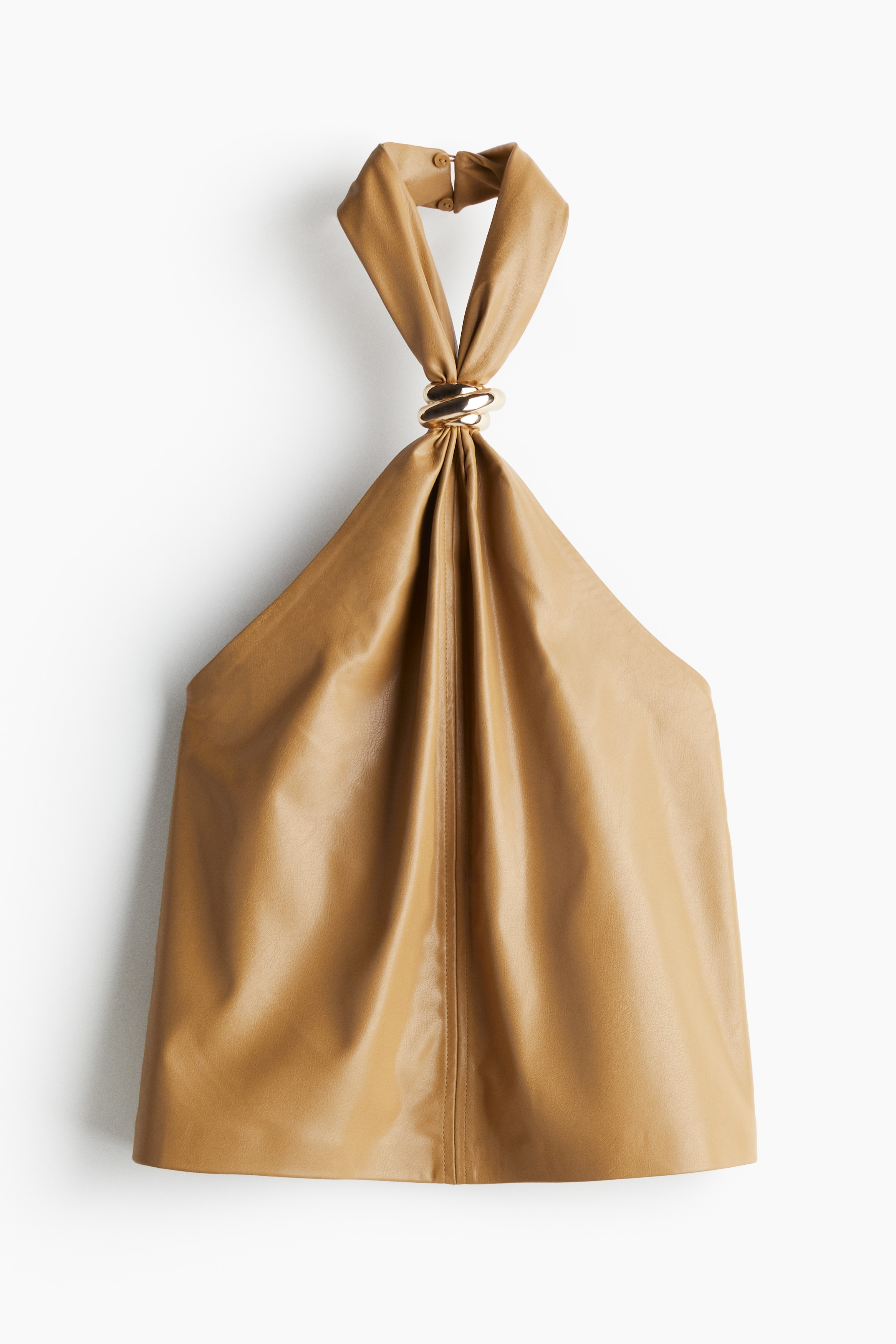 Ladies - Beige Coated halterneck top - Size: XL  - H&M