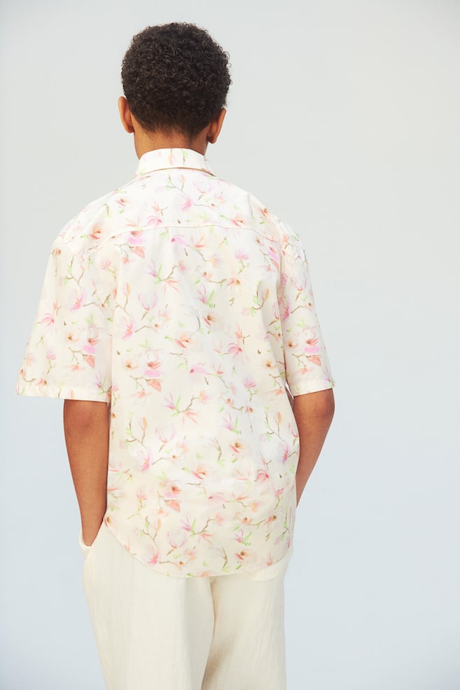 Chemise à manches courtes en coton - Écru/fleuri - 4