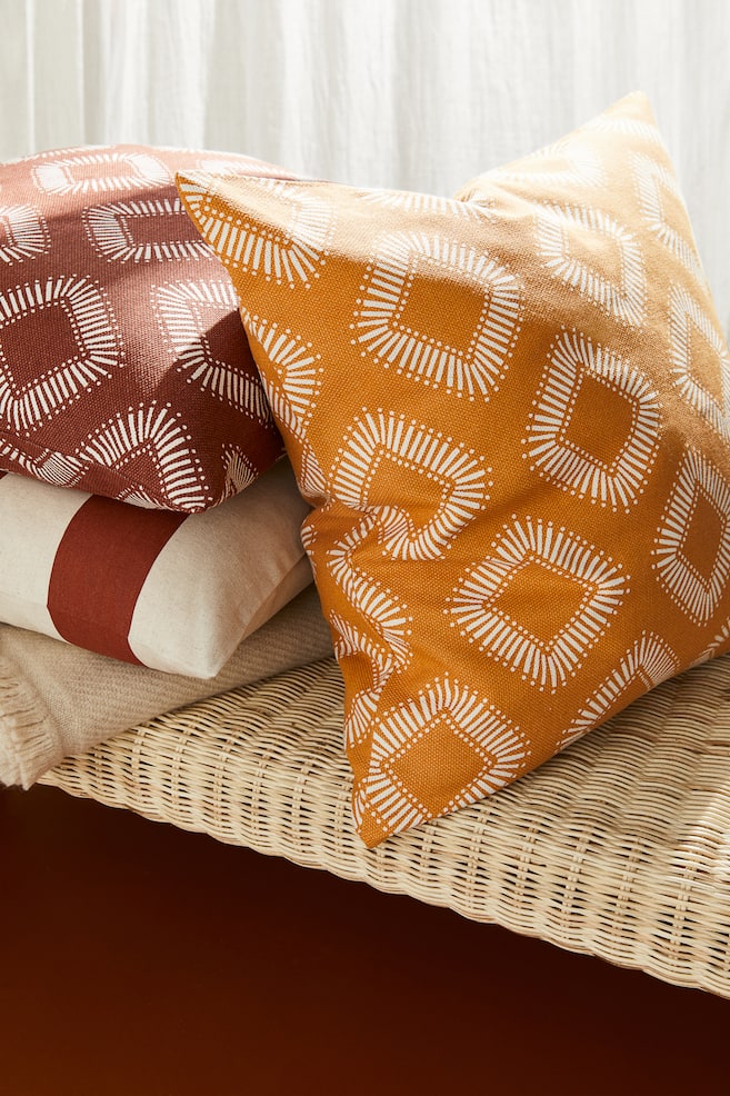 Patterned cushion cover - Yellow/White/White/Dark grey/Rust brown/White - 2