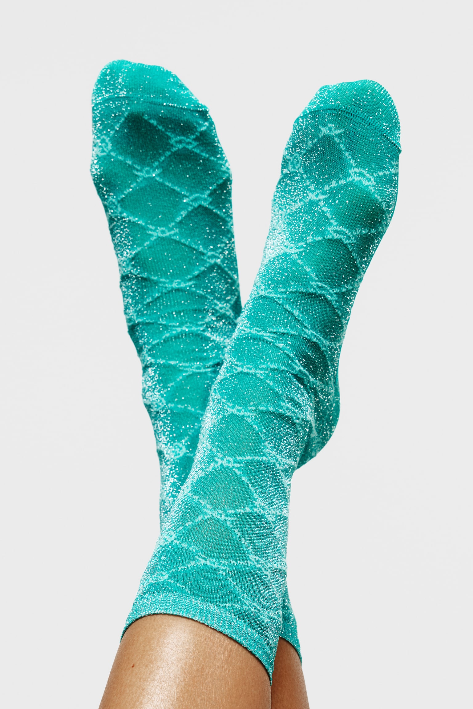 Glittery Non-Slip Socks - Light turquoise - 5
