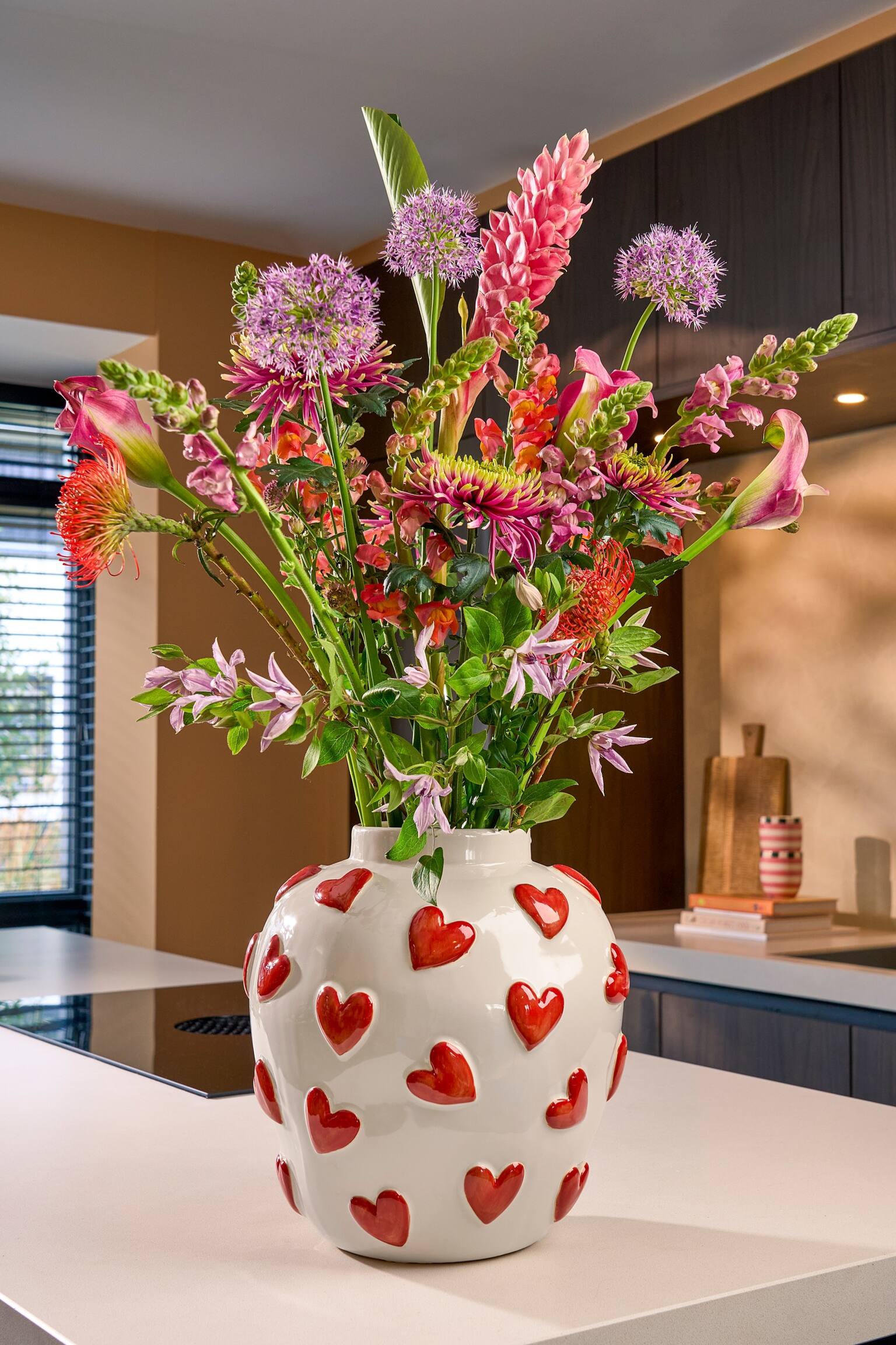 Wazon Ceramiczny - Biały, Czerwony - 2