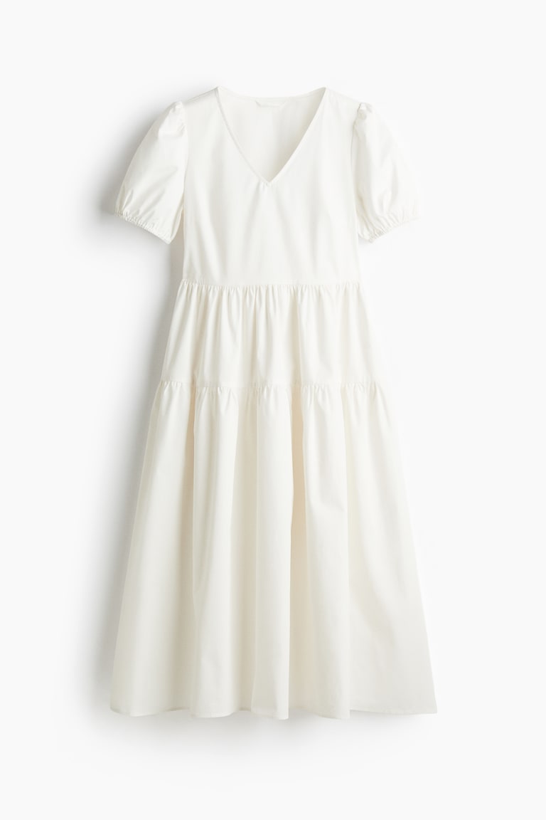 h&m white cotton dress White Crinkled Cotton Dress for kids