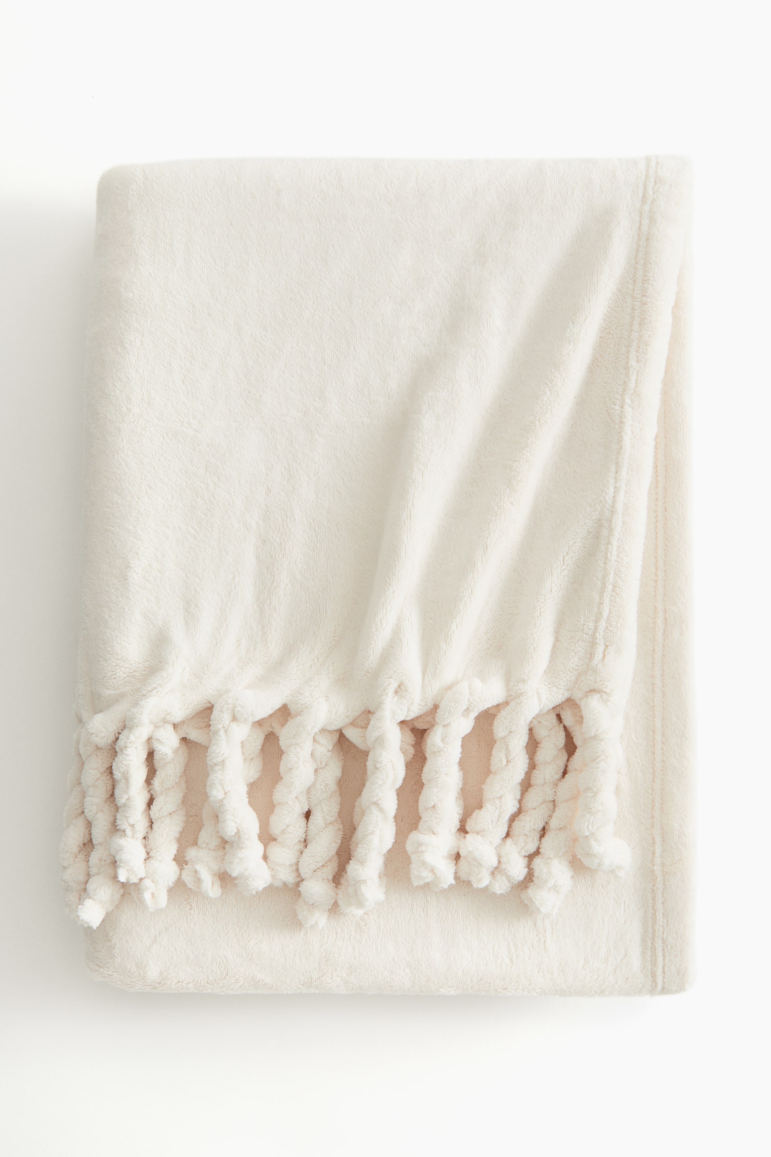 Fringed blanket - White/Red - 1