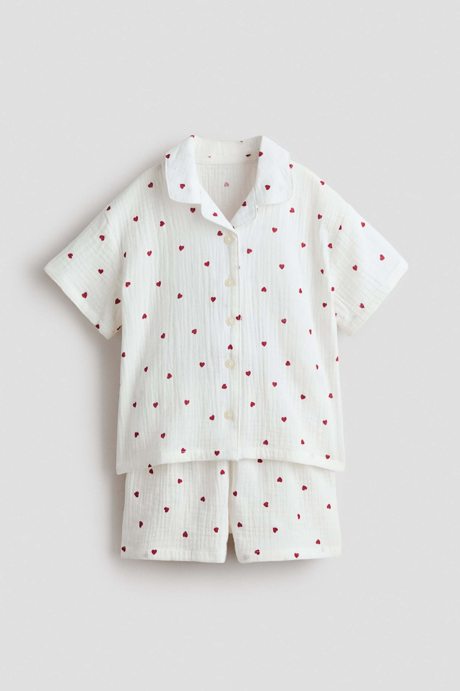 Pijama estampado en muselina - Blanco/Corazones