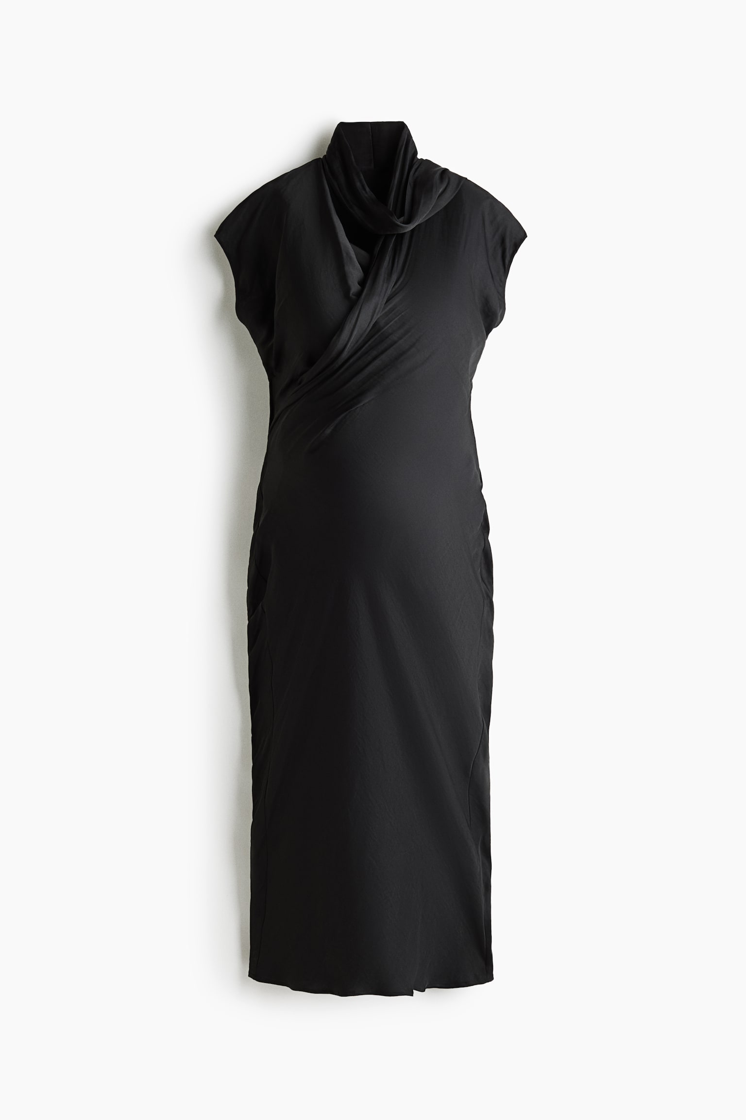 Женское платье H&M Mama Nursing Scarf-Detail Satin, цвет: Чёрный — фото 1