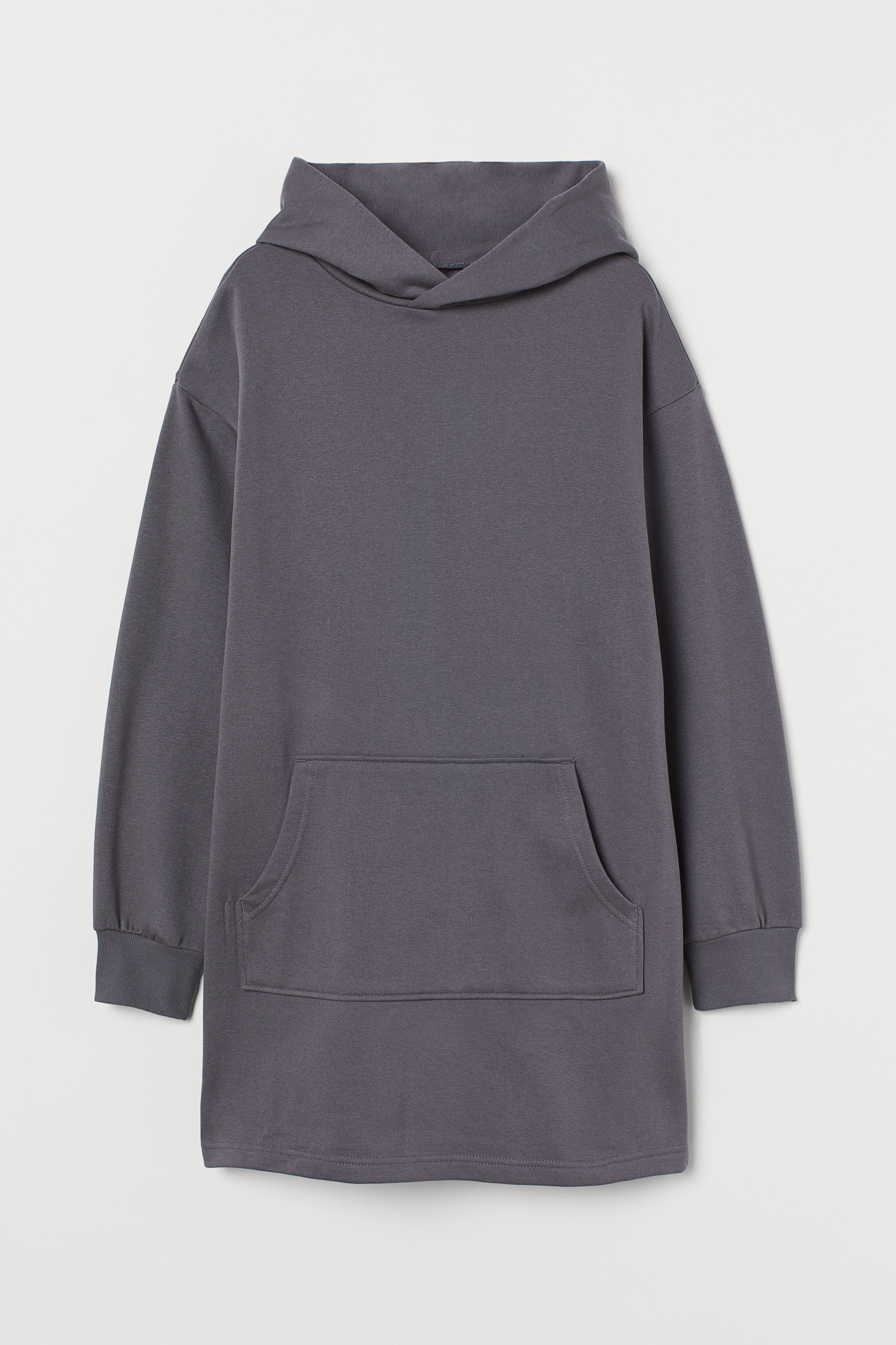 Hooded Sweatshirt Dress - Long sleeve - Dark gray - Ladies | H&M US