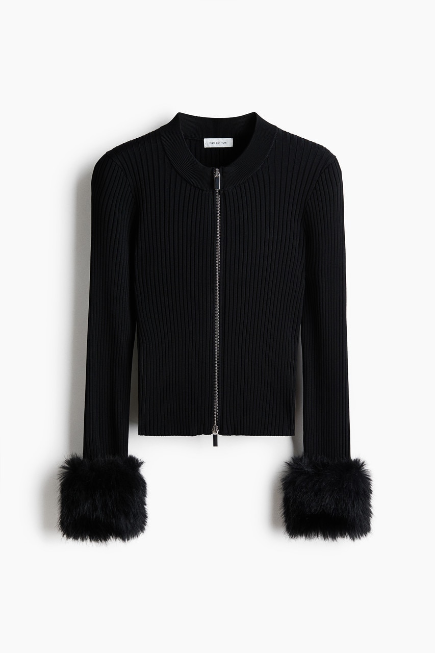 Cardigan con cerniera - Nero