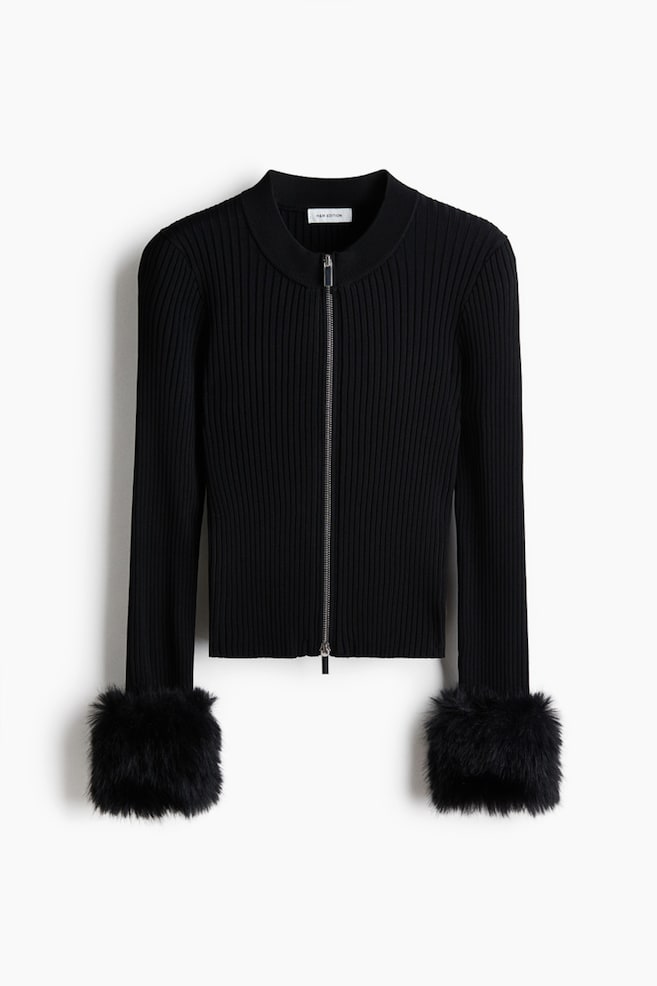 Cardigan con cerniera - Nero - 1
