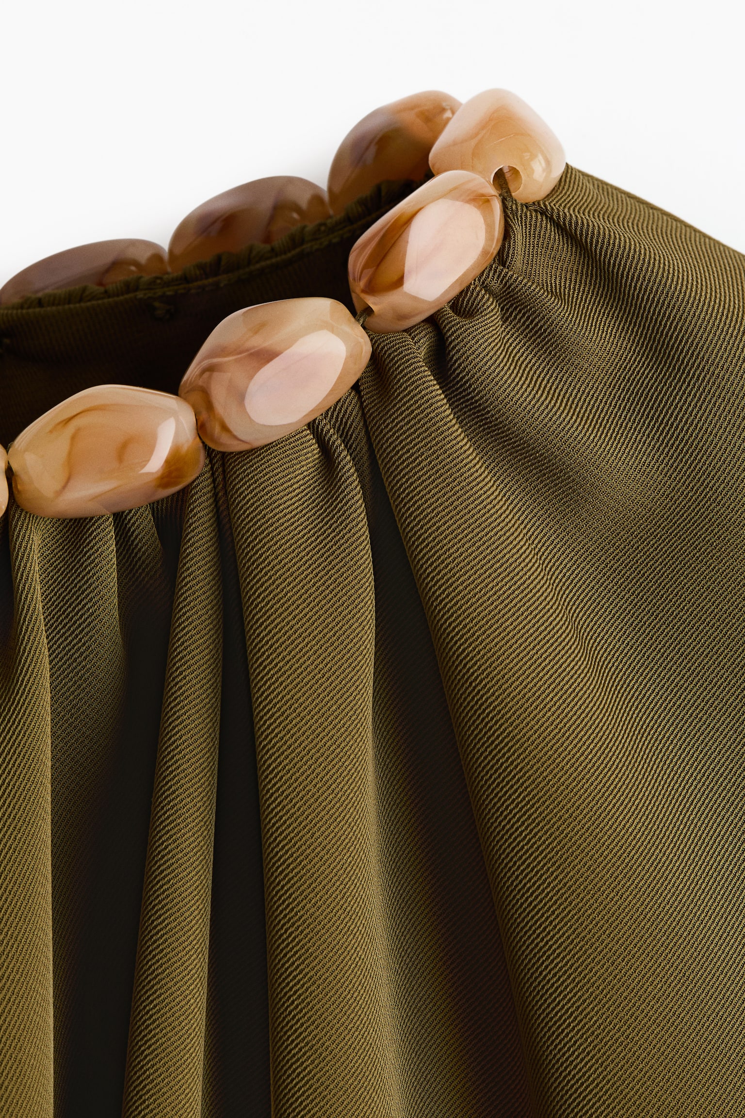 Bead-detail cape blouse - Dark khaki green - 4