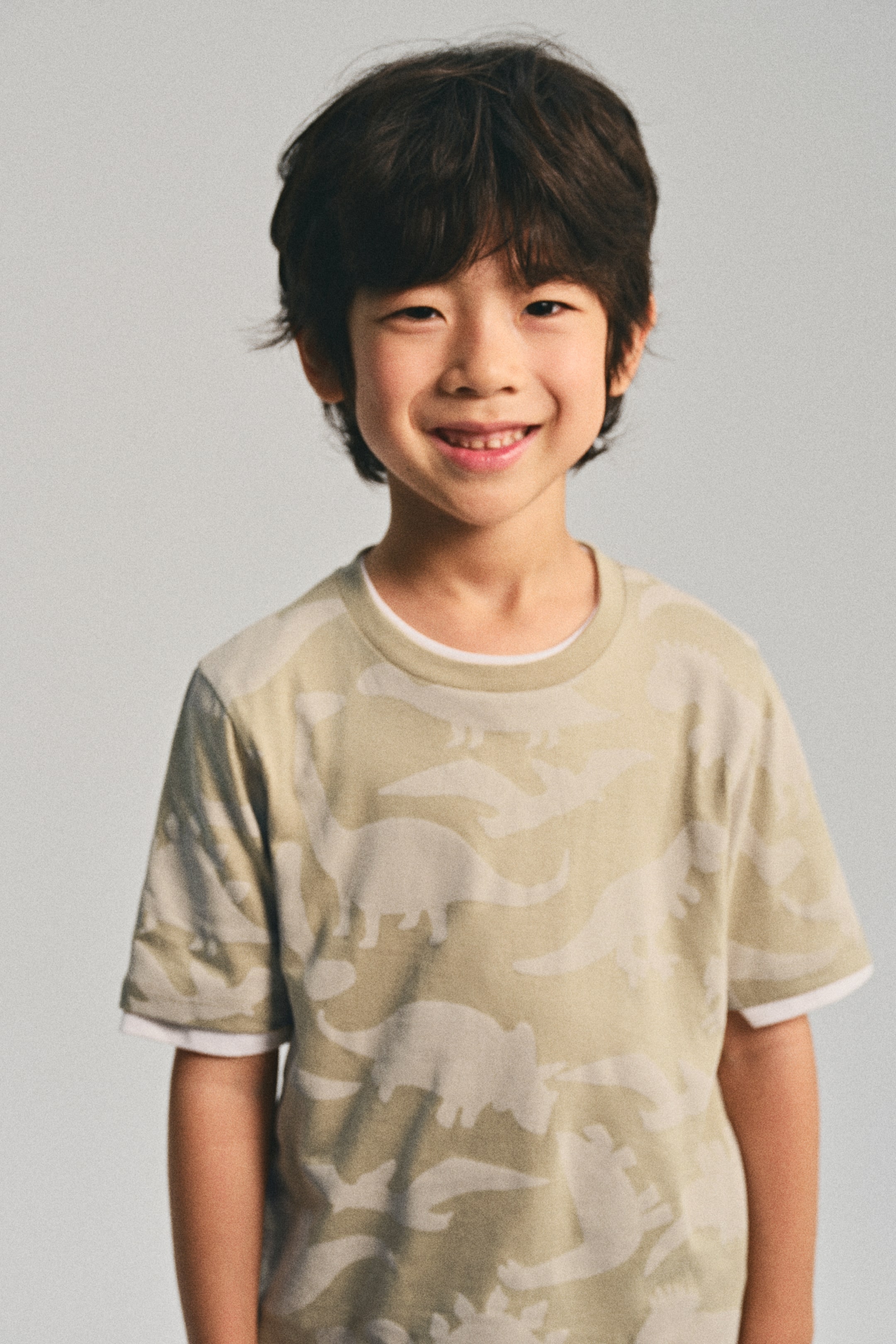 View larger image: Printed cotton T-shirt - Beige/Dinosaurs - Kids | H&M SG 1