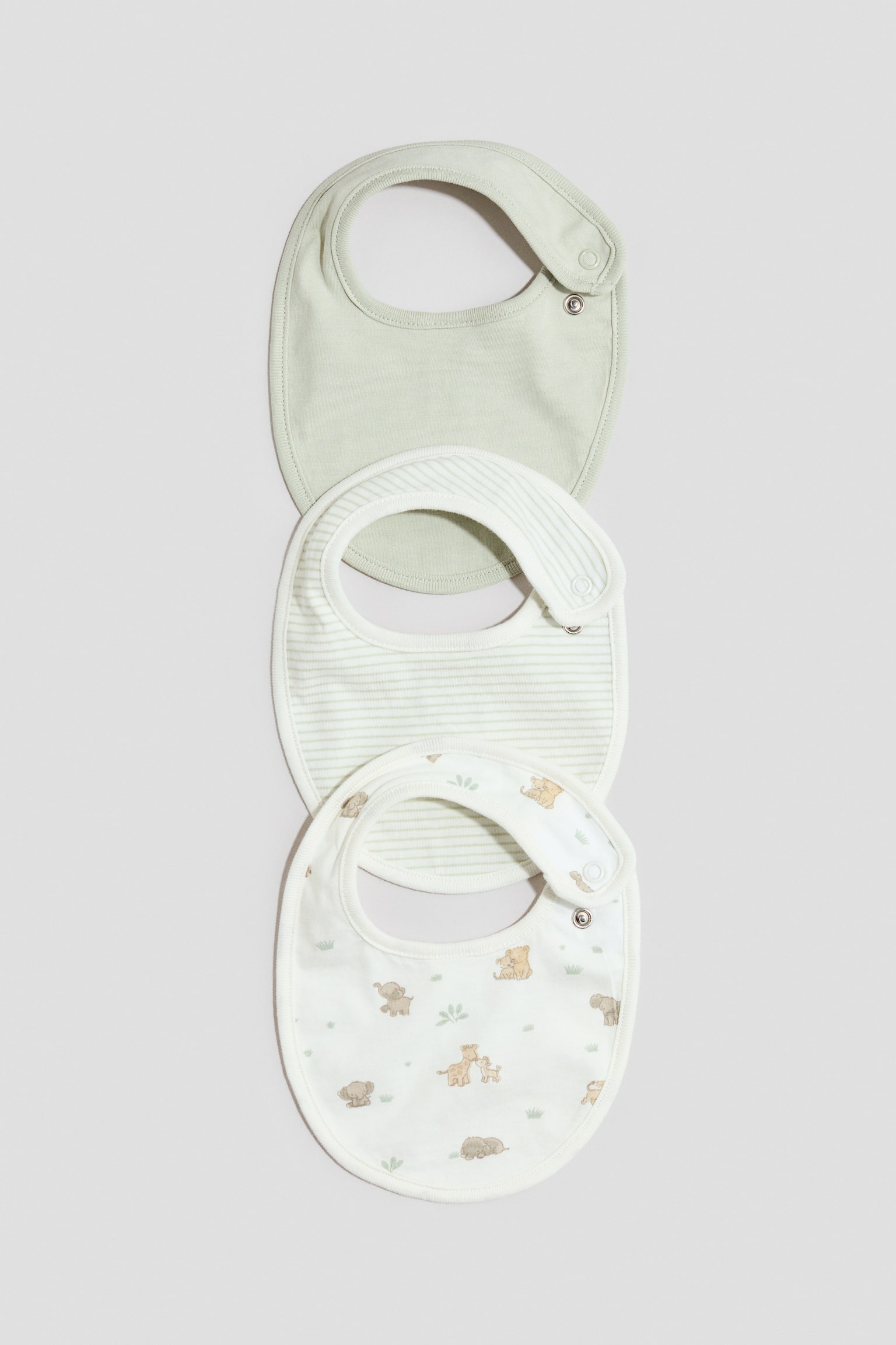 Bavaglini in jersey 3 pezzi - Verde chiaro/animali/Rosa chiaro/ciliegie