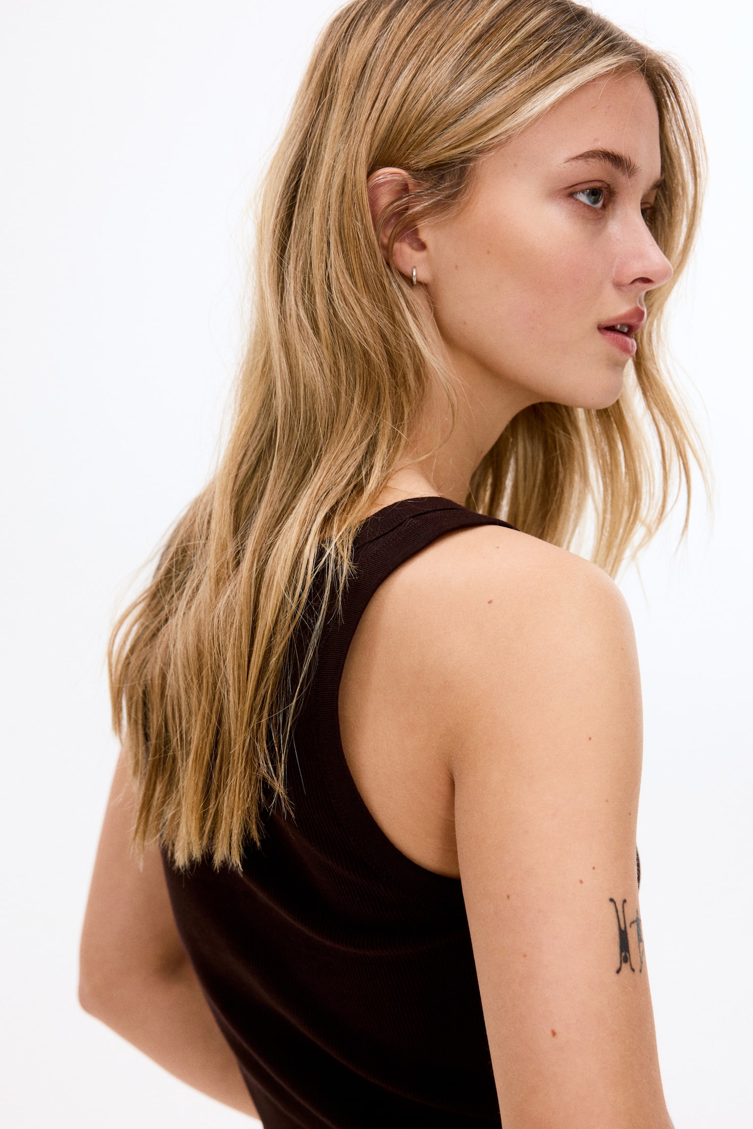 Ribbed vest top - Dark brown/White/Black/Grey marl/Light dusty pink/Dark khaki green/White/Light dusty pink - 3
