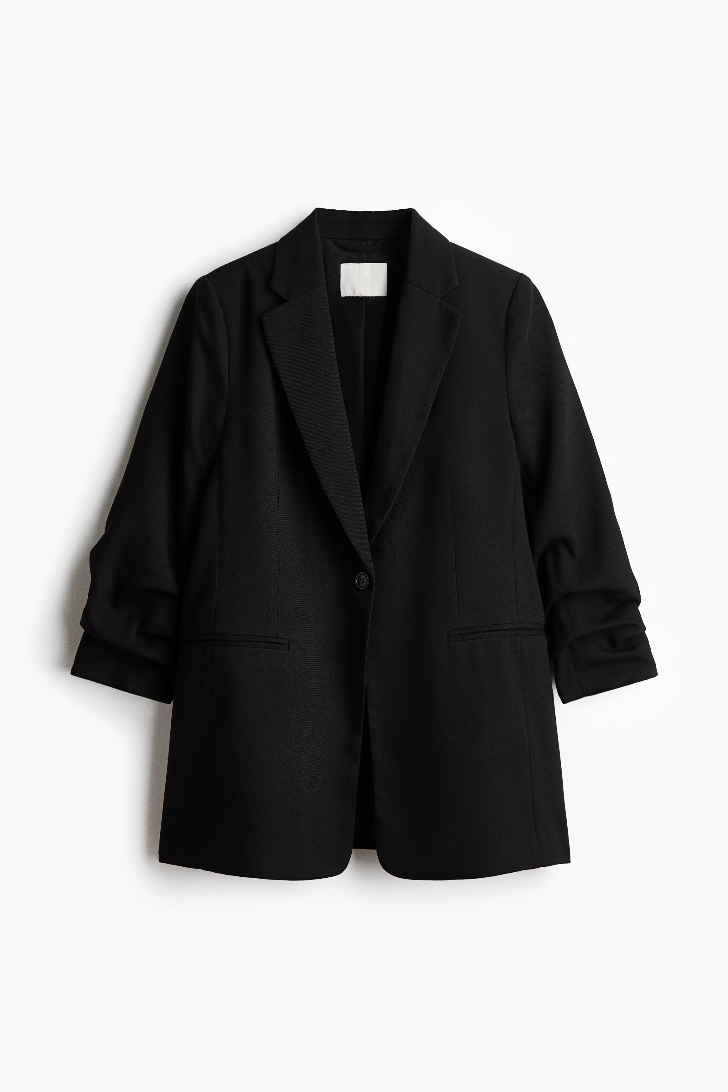 Gathered-sleeve blazer - Black/Dark mole/Dogtooth pattern/Dark brown