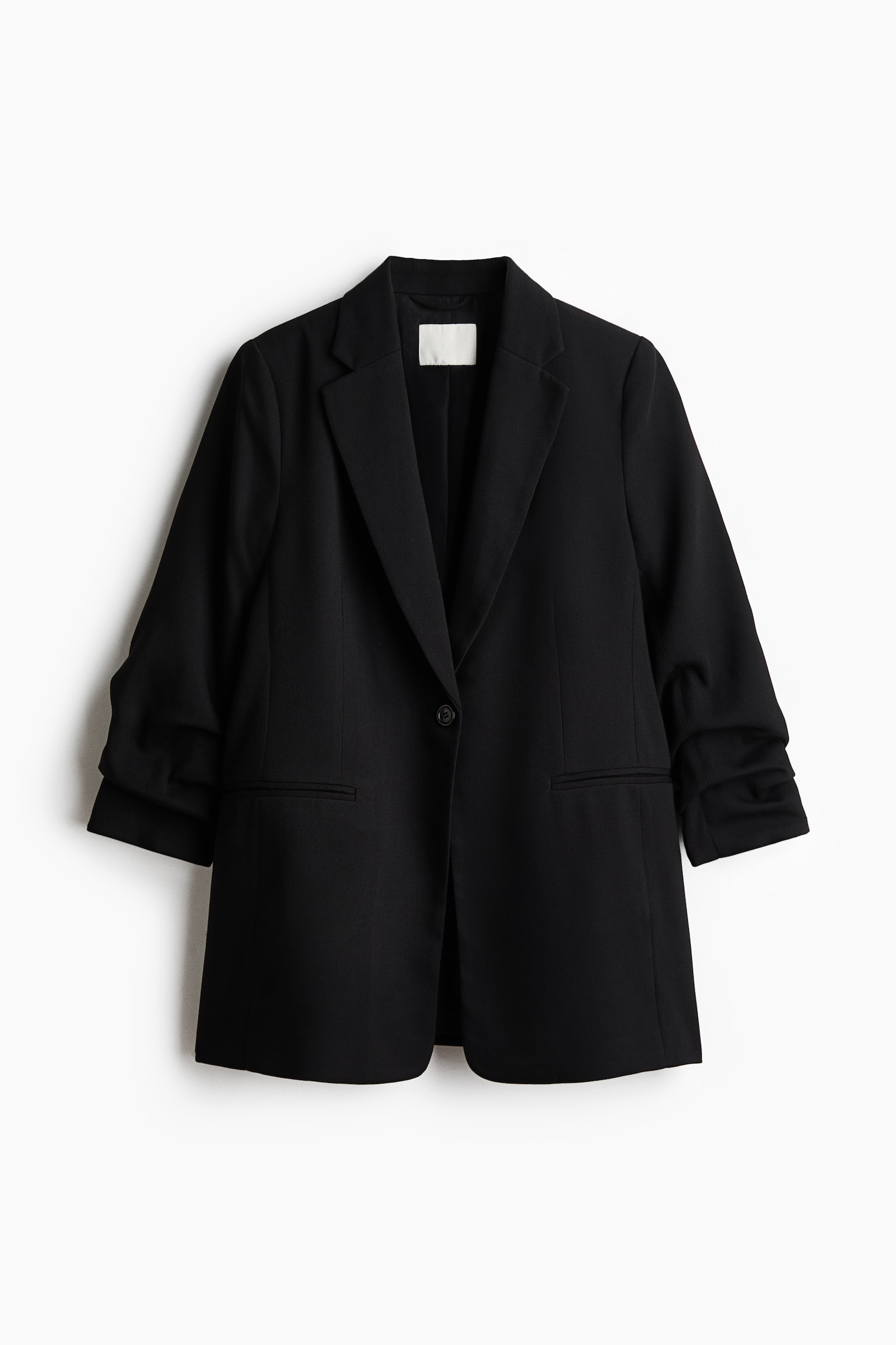 Gathered-sleeve blazer - Black/Dark mole/Dogtooth pattern/Dark brown - 1