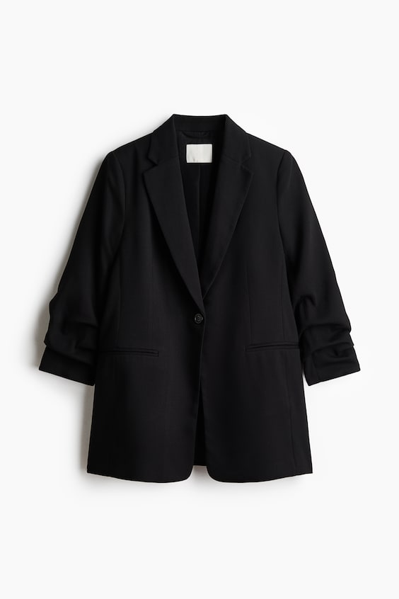 Женская куртка H&M Gathered-Sleeve, цвет: Чёрный