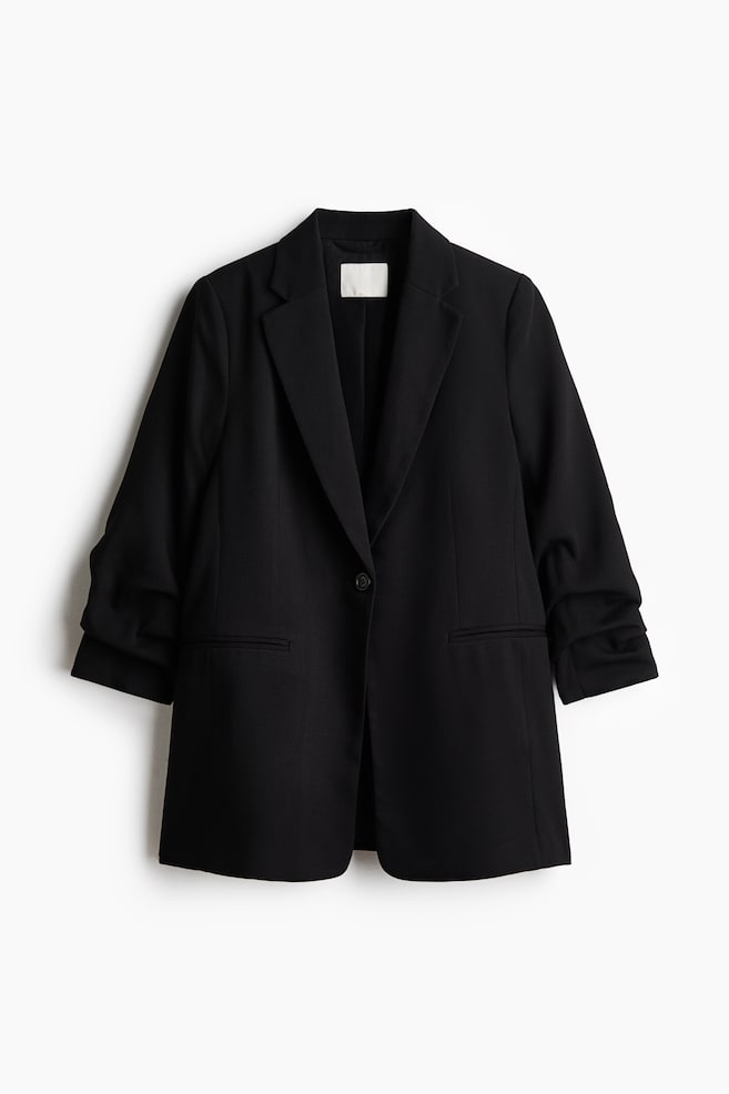 Blazer con maniche arricciate - Nero/Marrone scuro/Talpa scuro/pied-de-poule - 1