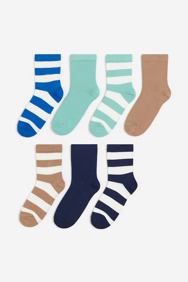 7-pack patterned socks - Light green/Striped/Grey marl/Stars/Dusty green/Dinosaurs - 1