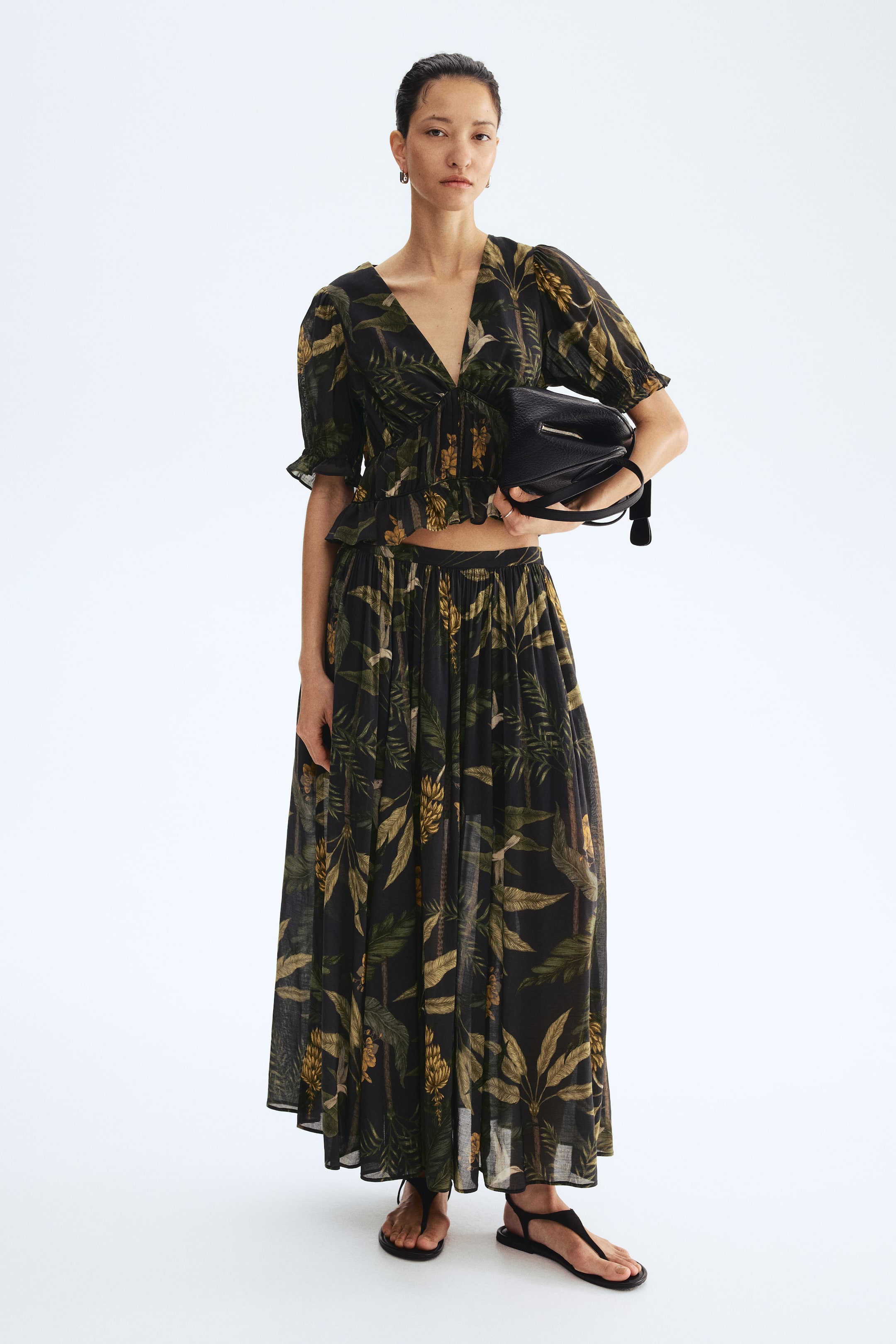 Haut froncé en viscose mélangée