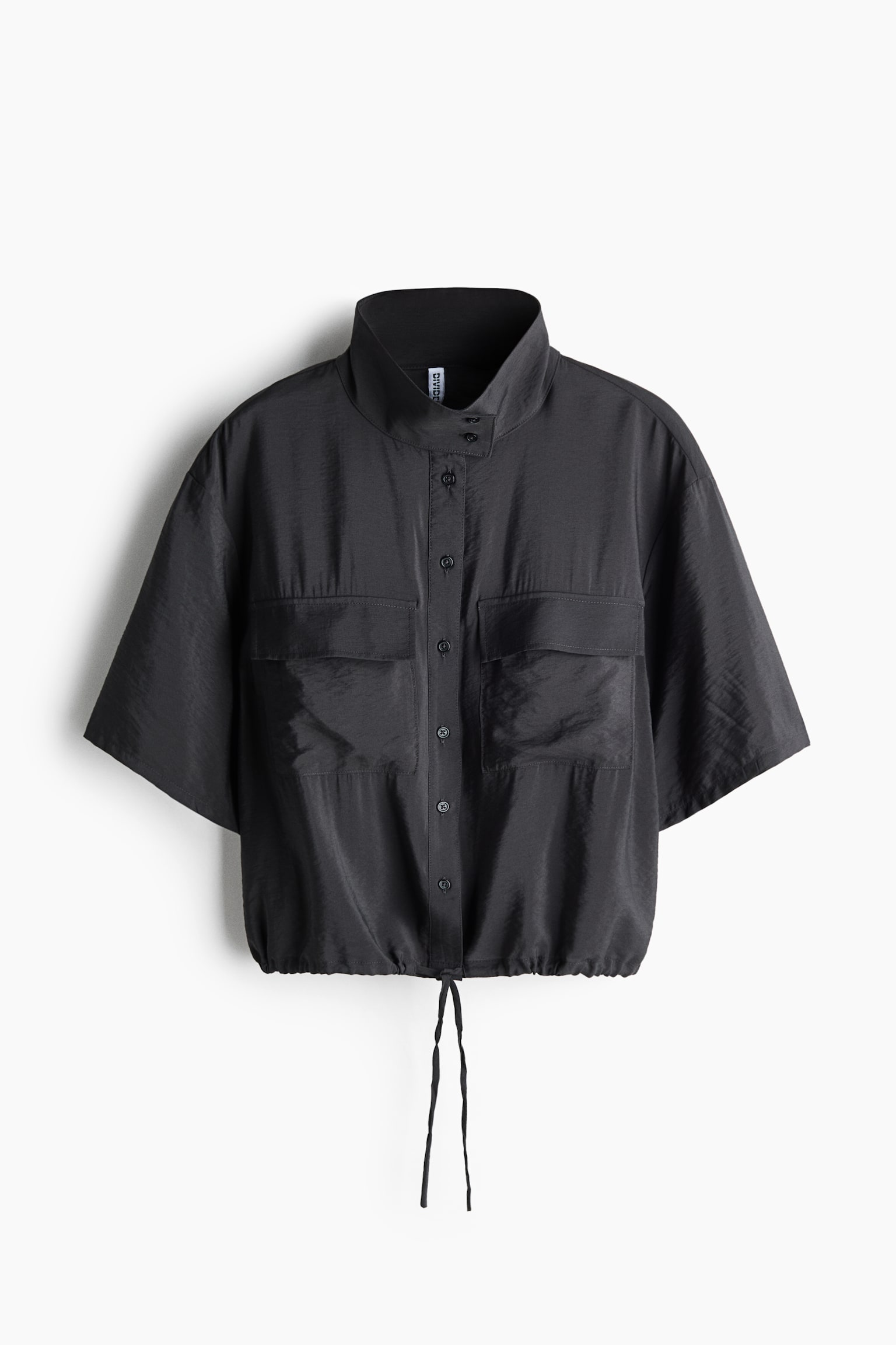 Женская рубашка H&M Stand-Up-Collar Cargo, цвет: Тёмный серый — фото 1