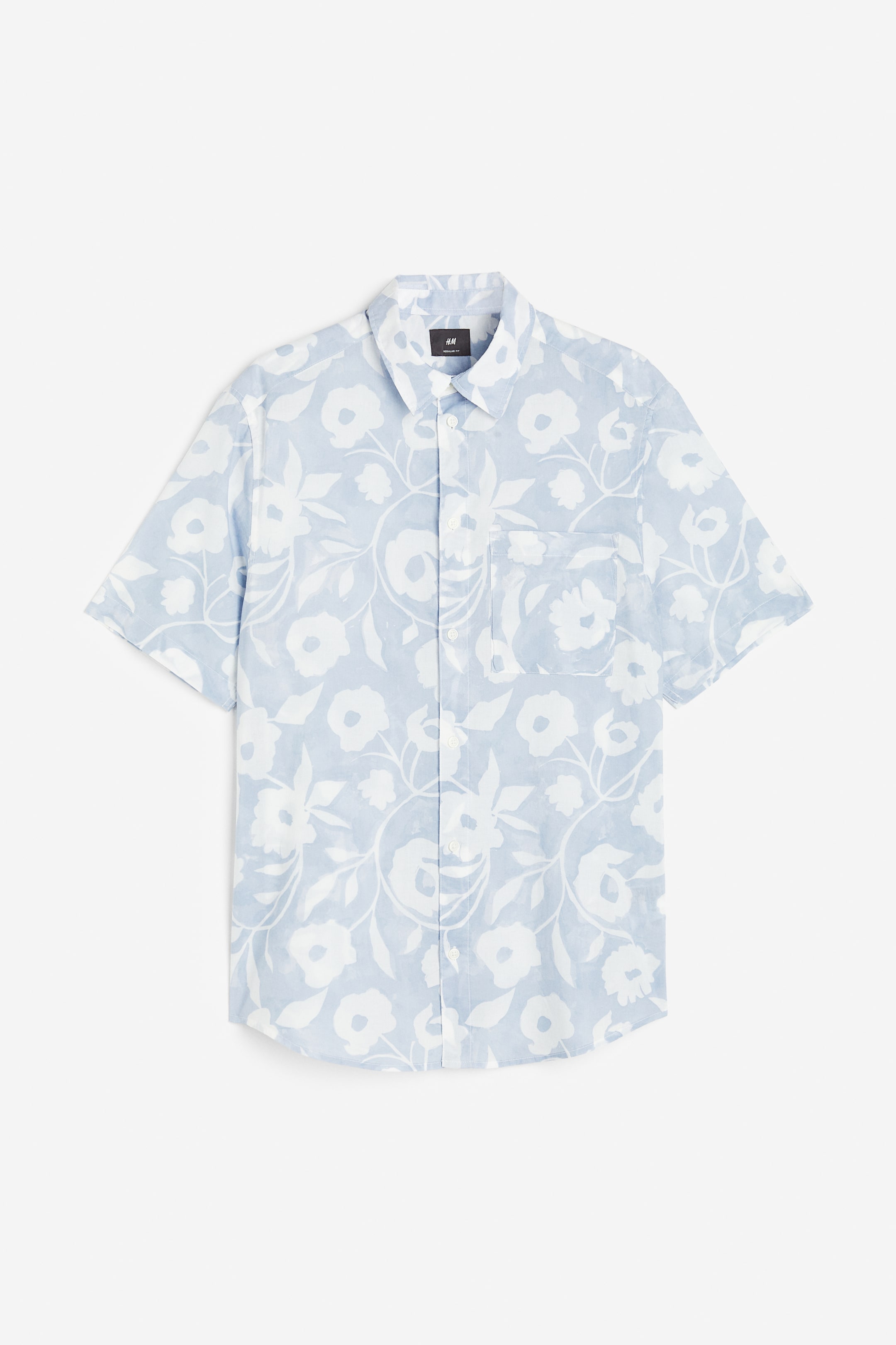 View larger image: Regular Fit Cotton Shirt - Light blue/floral - Men | H&M US 1
