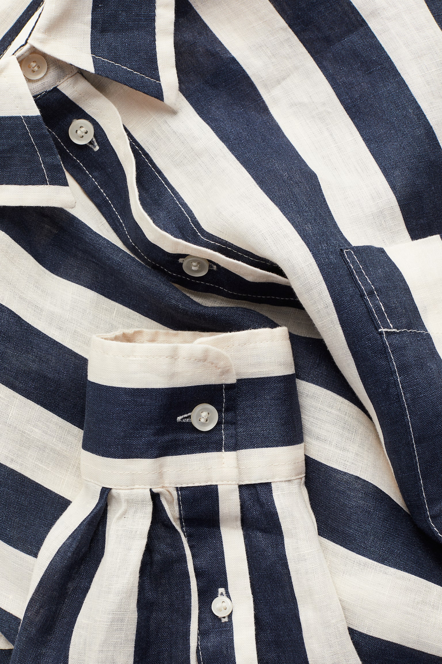 Oversized linen shirt - Navy blue/Striped/Light pink/White - 5