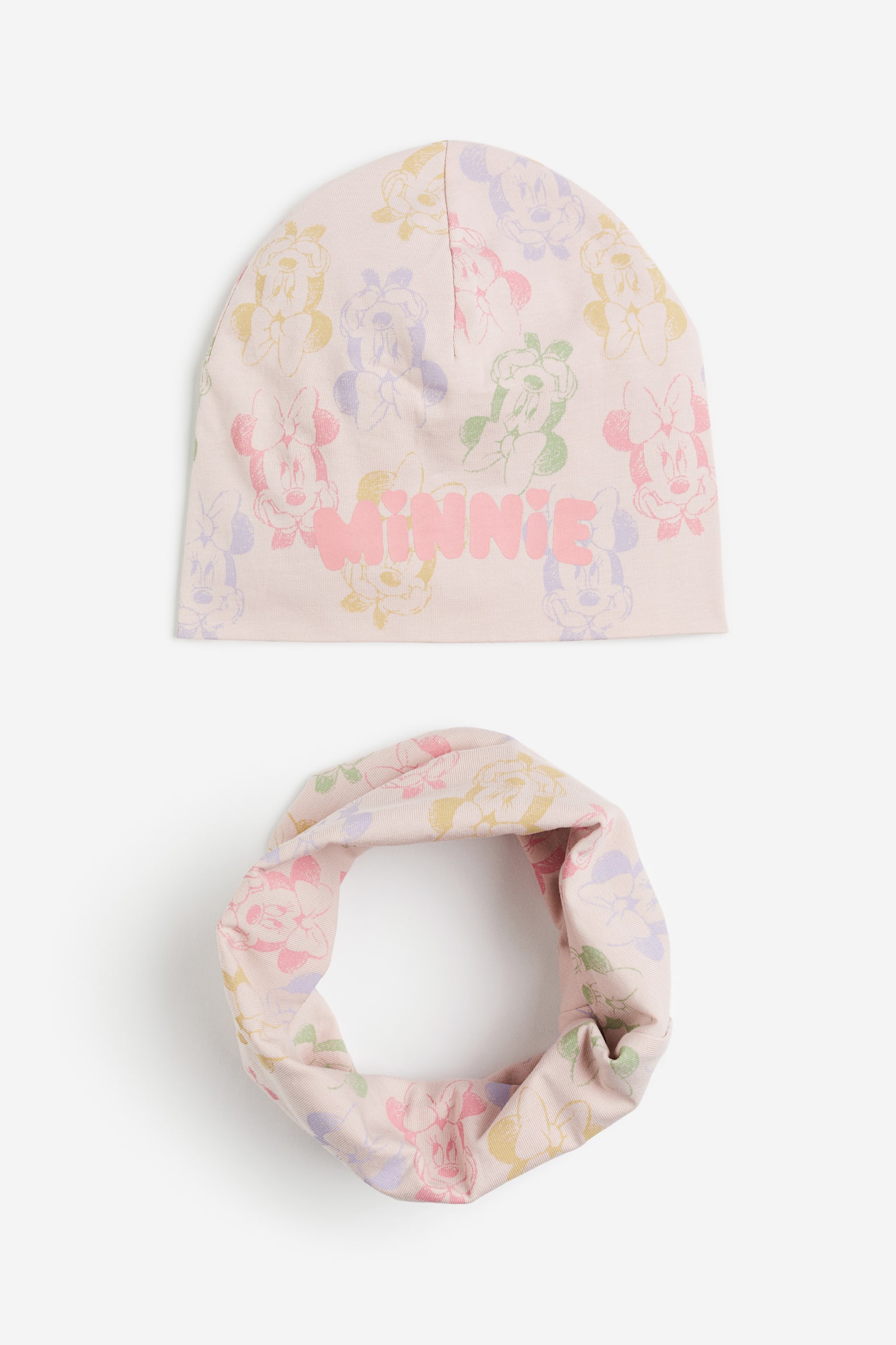 Print Beanie & Tube Scarf Set - Light pink/Minnie Mouse - 1