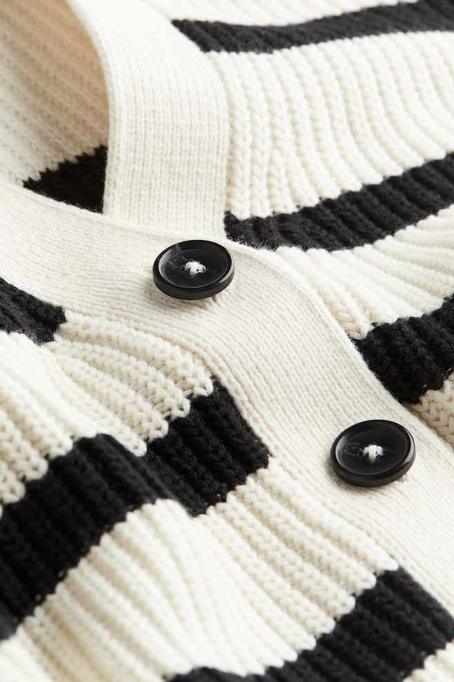 Cardigan in maglia a coste - Crema/nero righe/Giallo pallido/Nero/bianco righe/Beige chiaro/Blu navy - 4