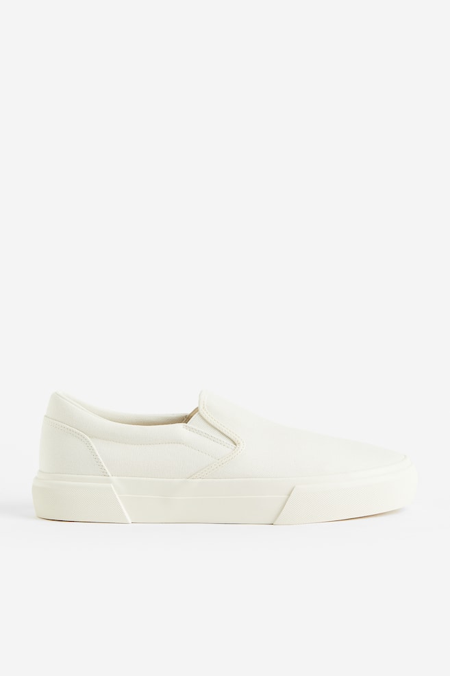 Slip-on cotton trainers - Off-white/Black/Forest green - 1