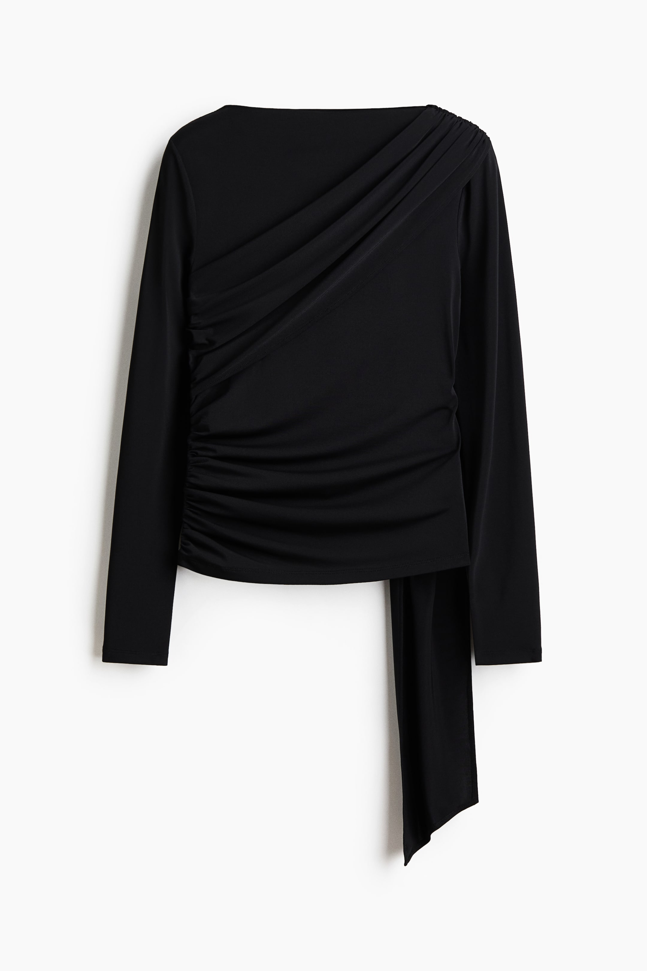 View larger image: Gathered Top - Black | H&M CA 5